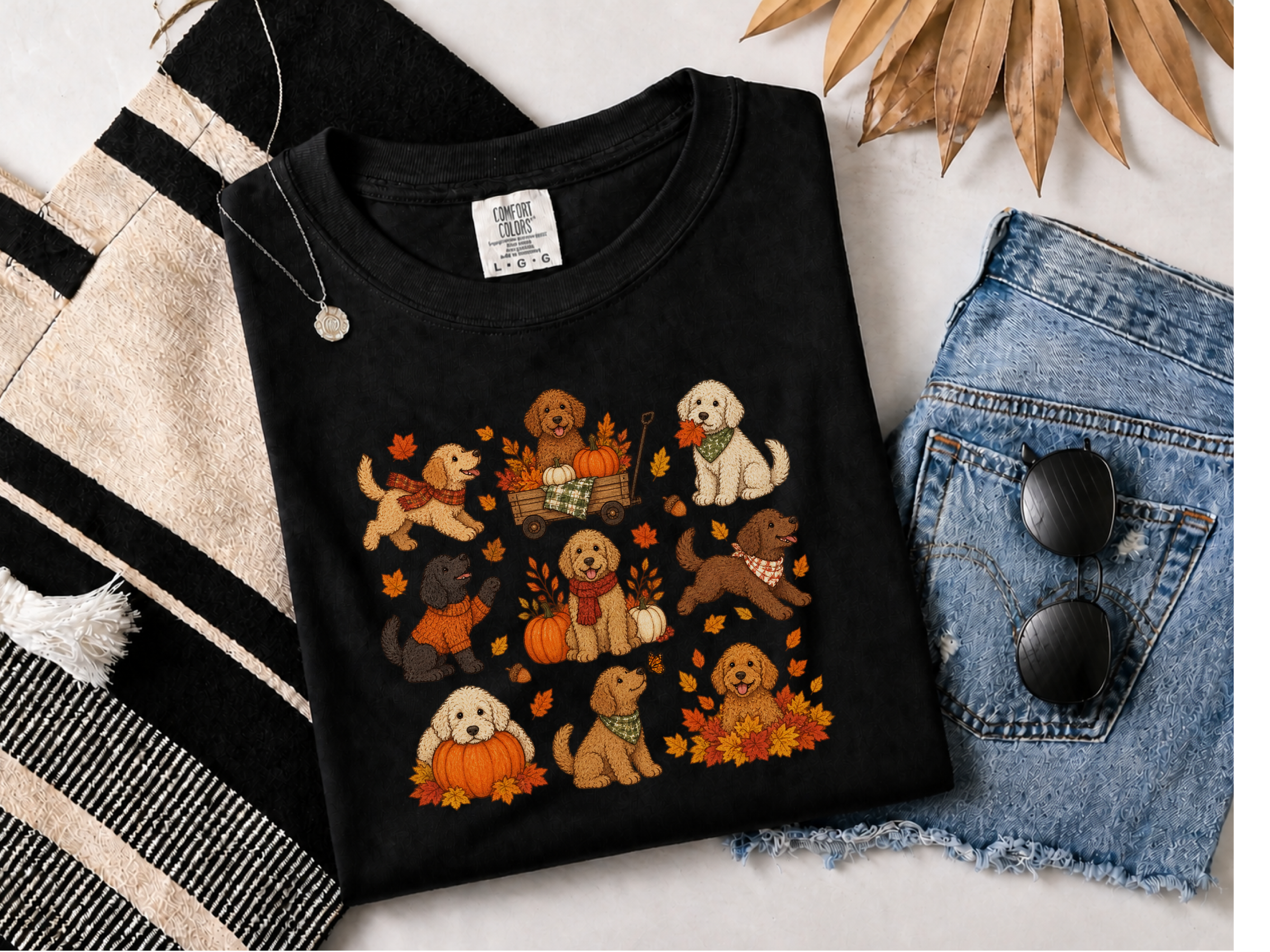 Colorful Goldendoodle Fall Activities doodle dog shirt - photo 3