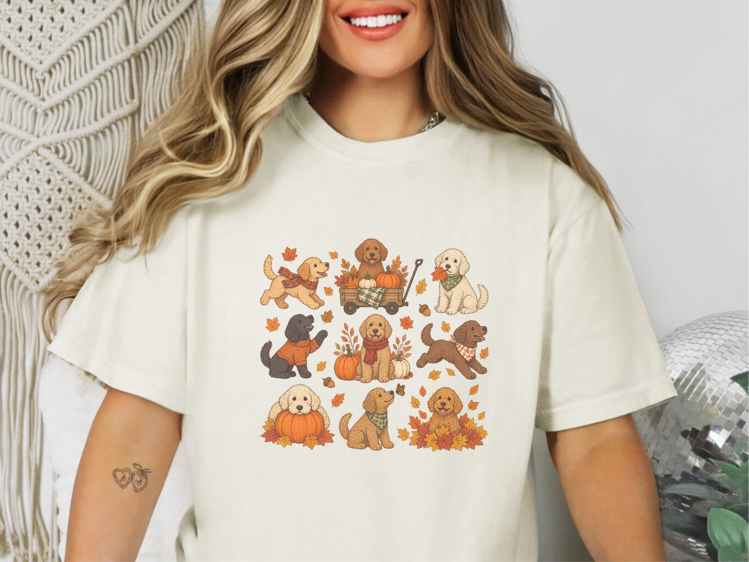Colorful Goldendoodle Fall Activities doodle dog shirt - photo 7