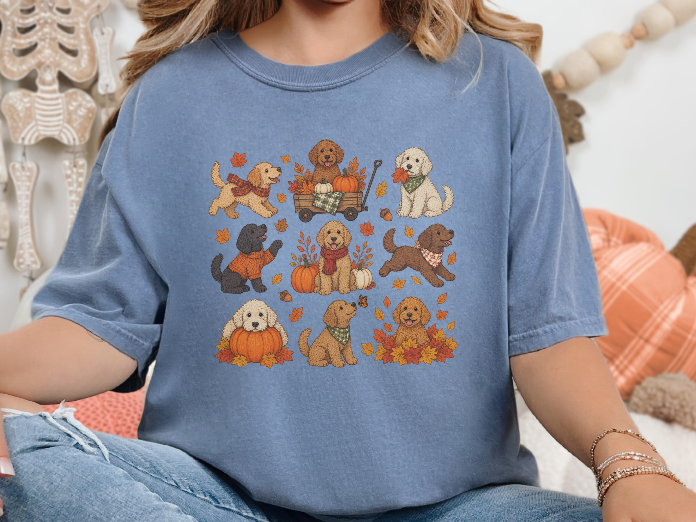 Colorful Goldendoodle Fall Activities doodle dog shirt - photo 5