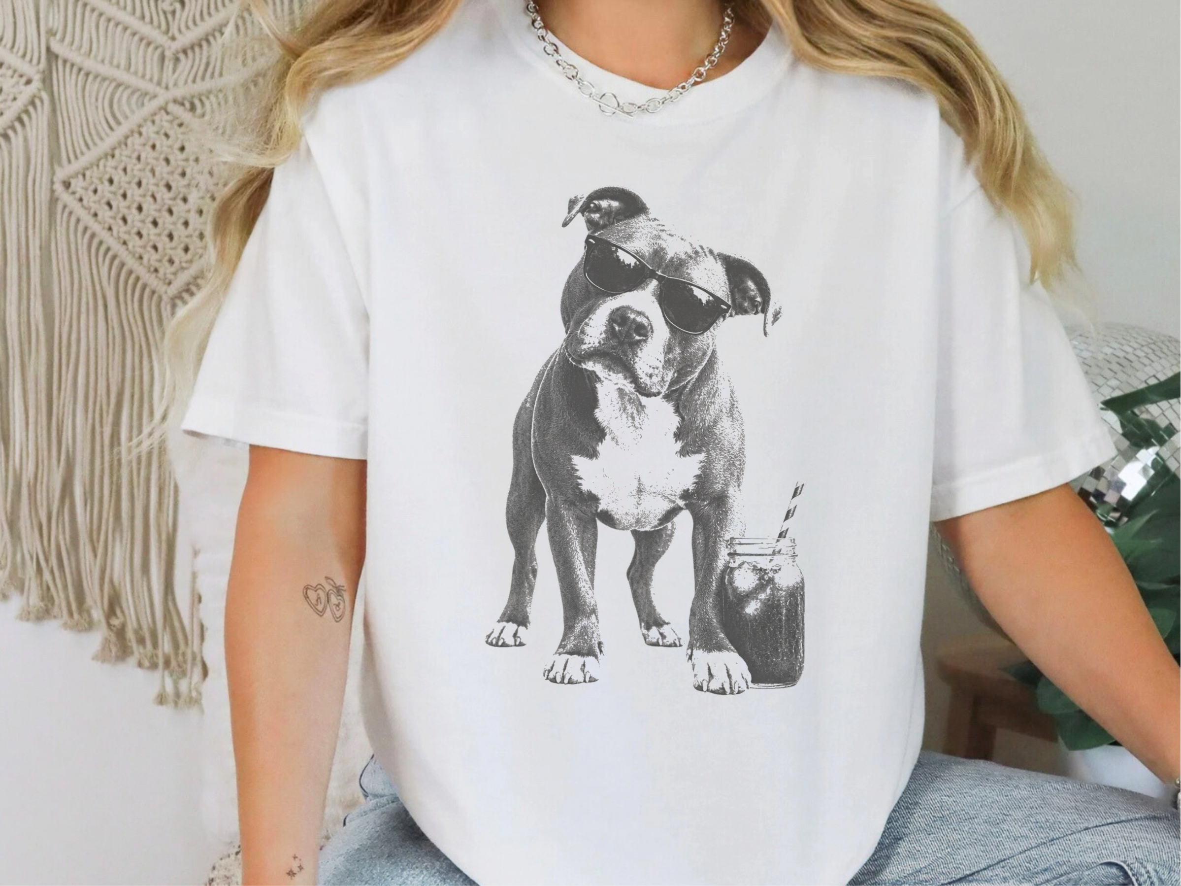Cool Pitbull Sunglasses Summer Drink