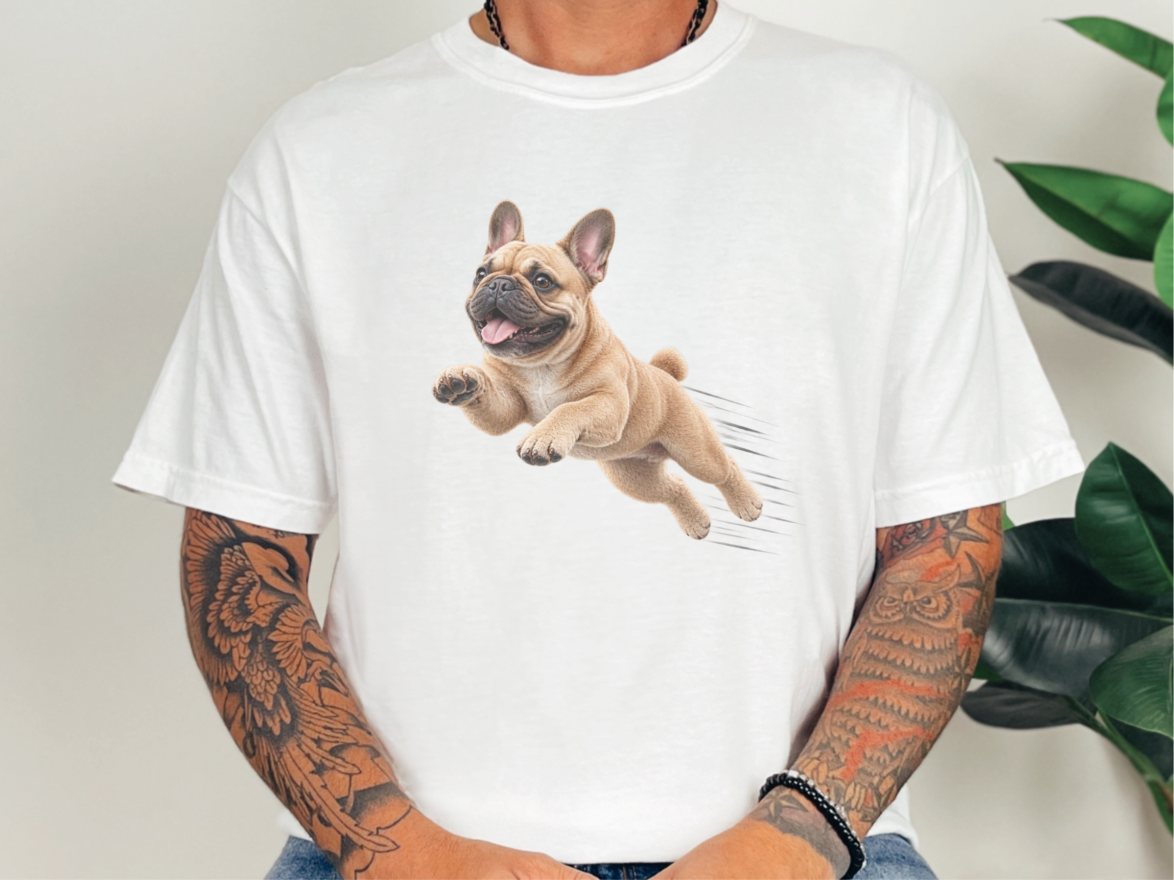 Jumping French Bulldog Speed Lines doodle dog shirt - photo 3