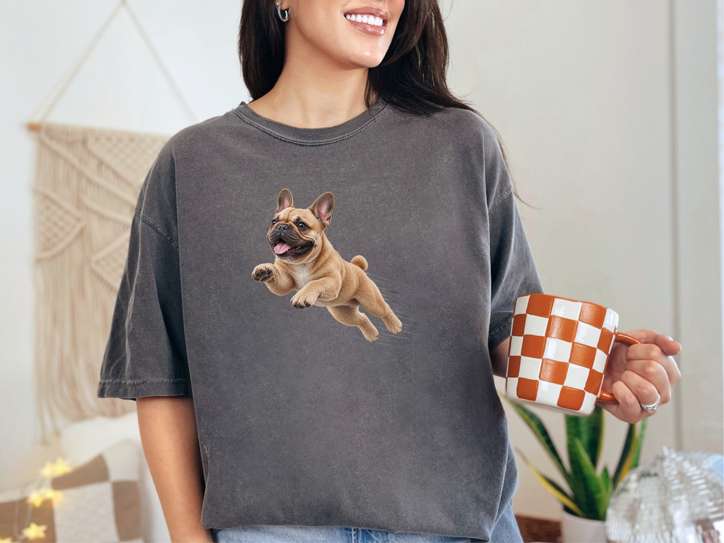 Jumping French Bulldog Speed Lines doodle dog shirt - photo 8