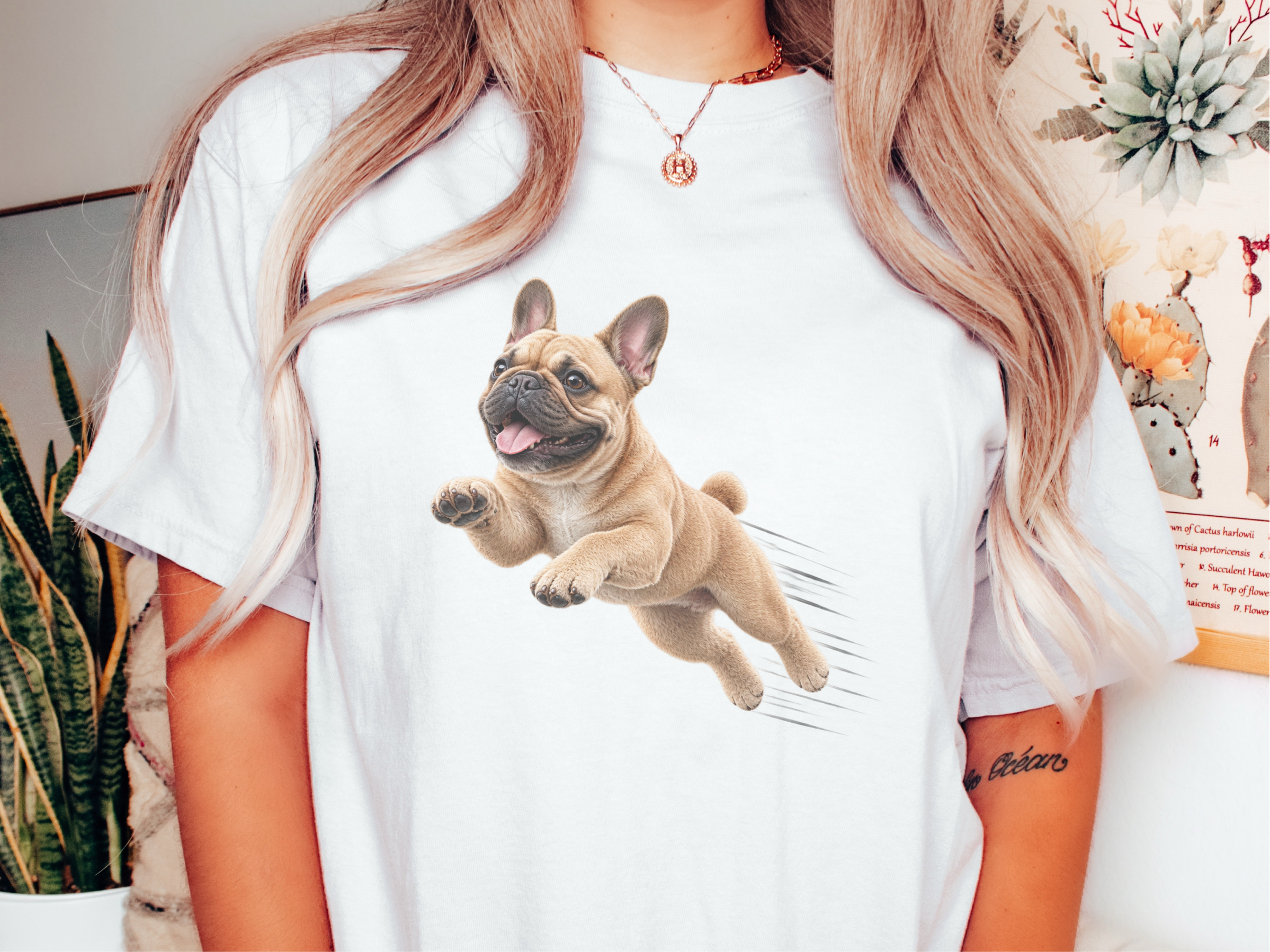 Jumping French Bulldog Speed Lines doodle dog shirt - photo 1