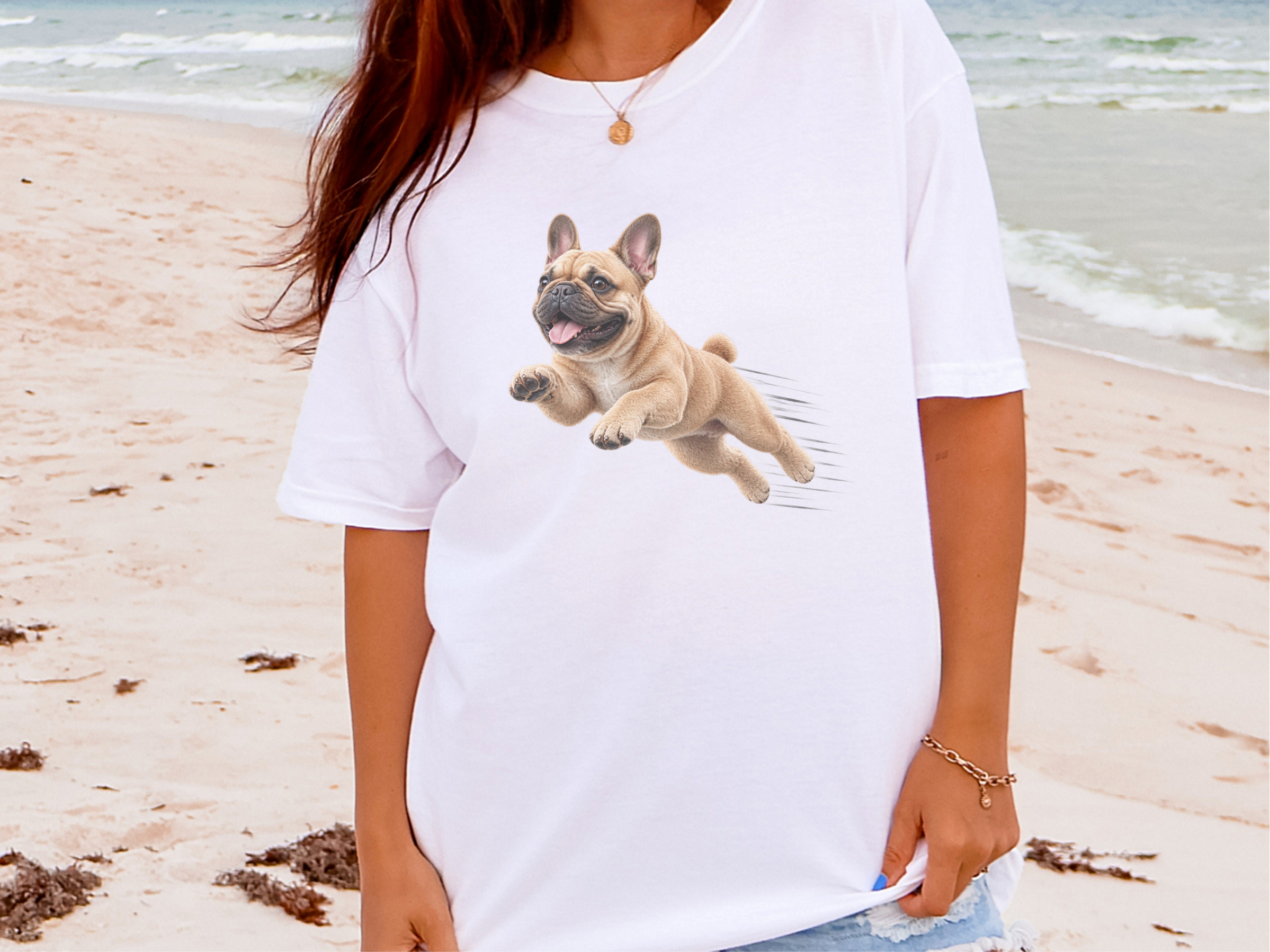 Jumping French Bulldog Speed Lines doodle dog shirt - photo 4