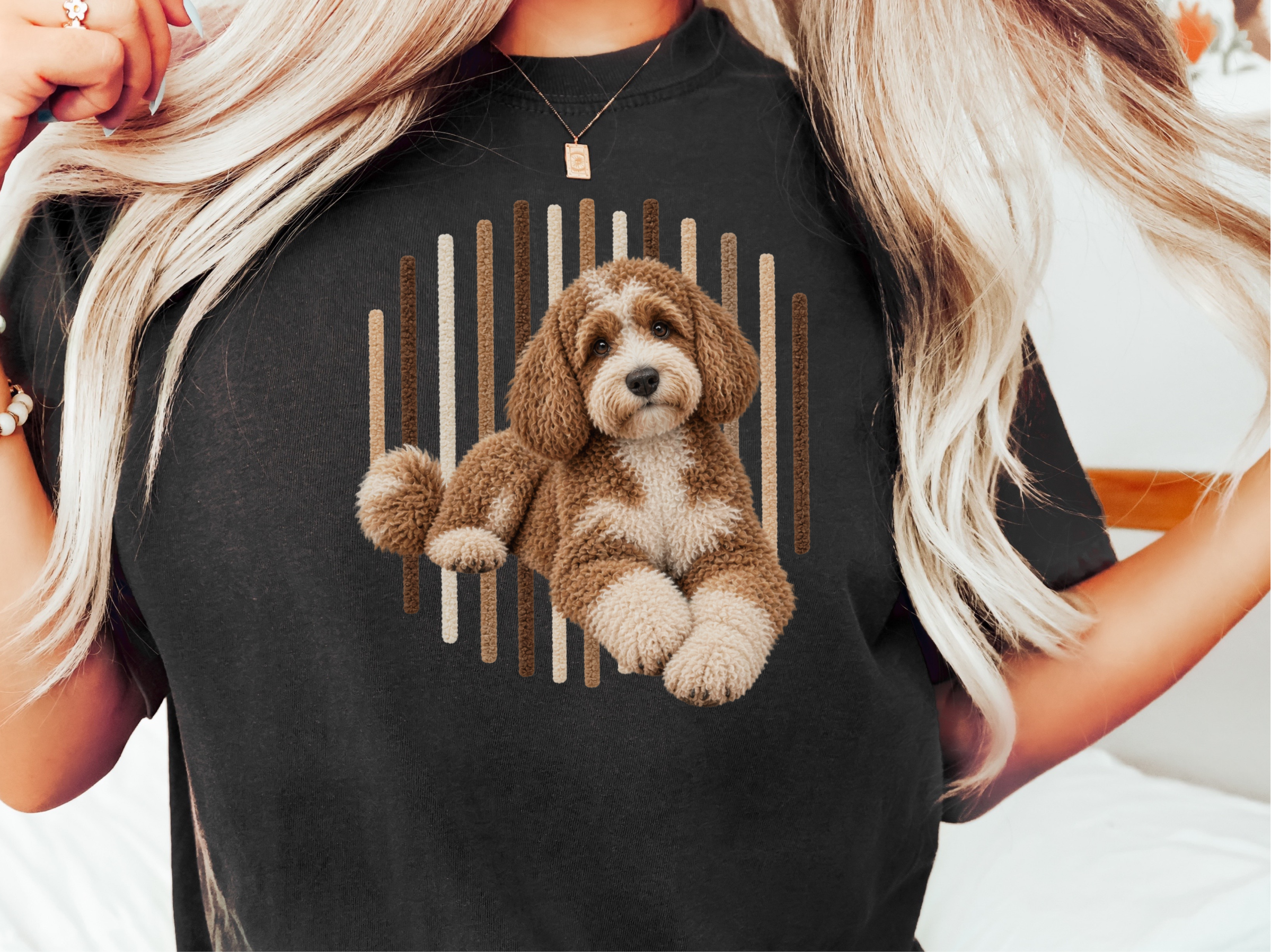 Cockapoo Dog Vertical Lines doodle dog shirt - photo 2