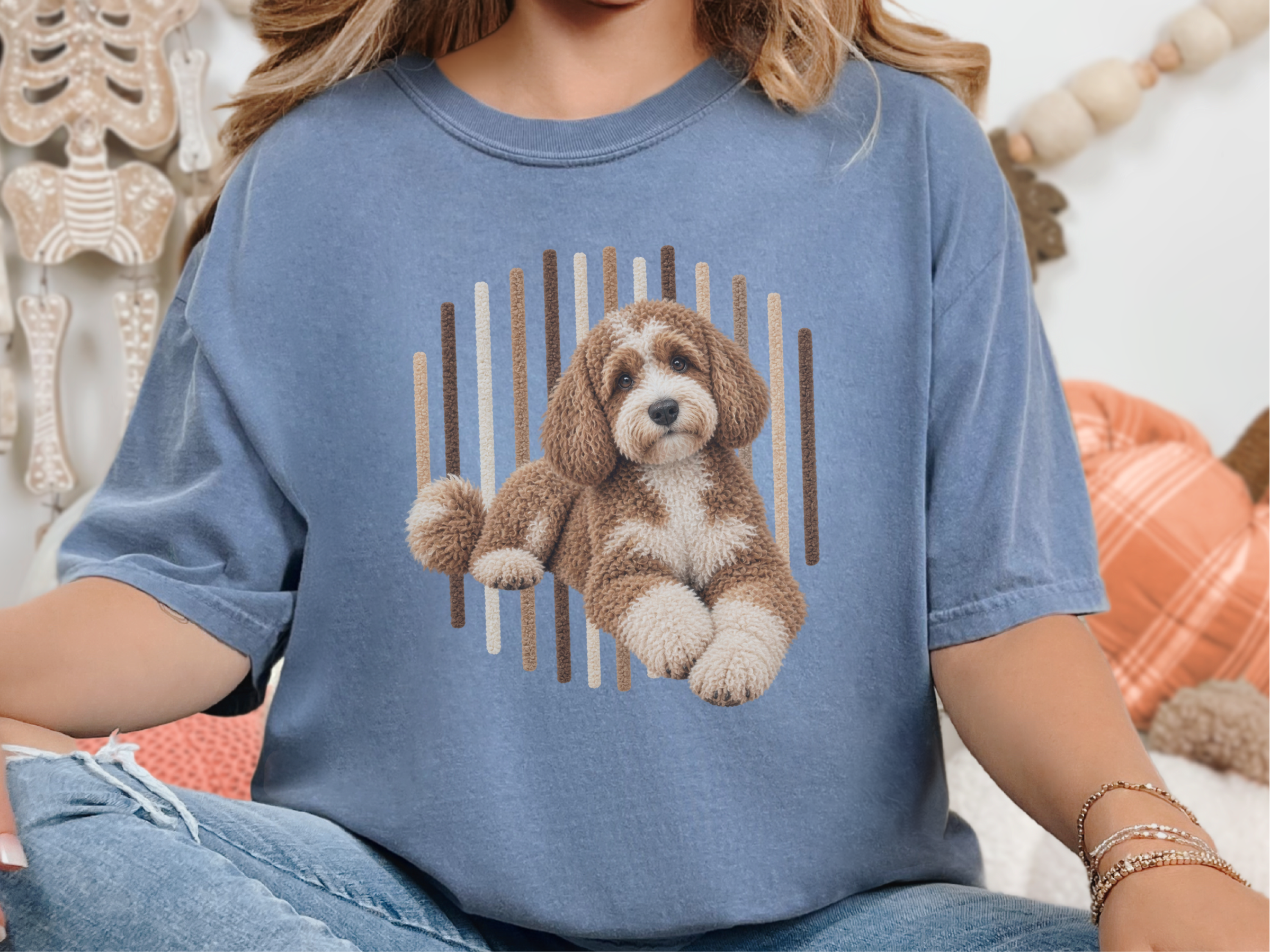 Cockapoo Dog Vertical Lines doodle dog shirt - photo 8