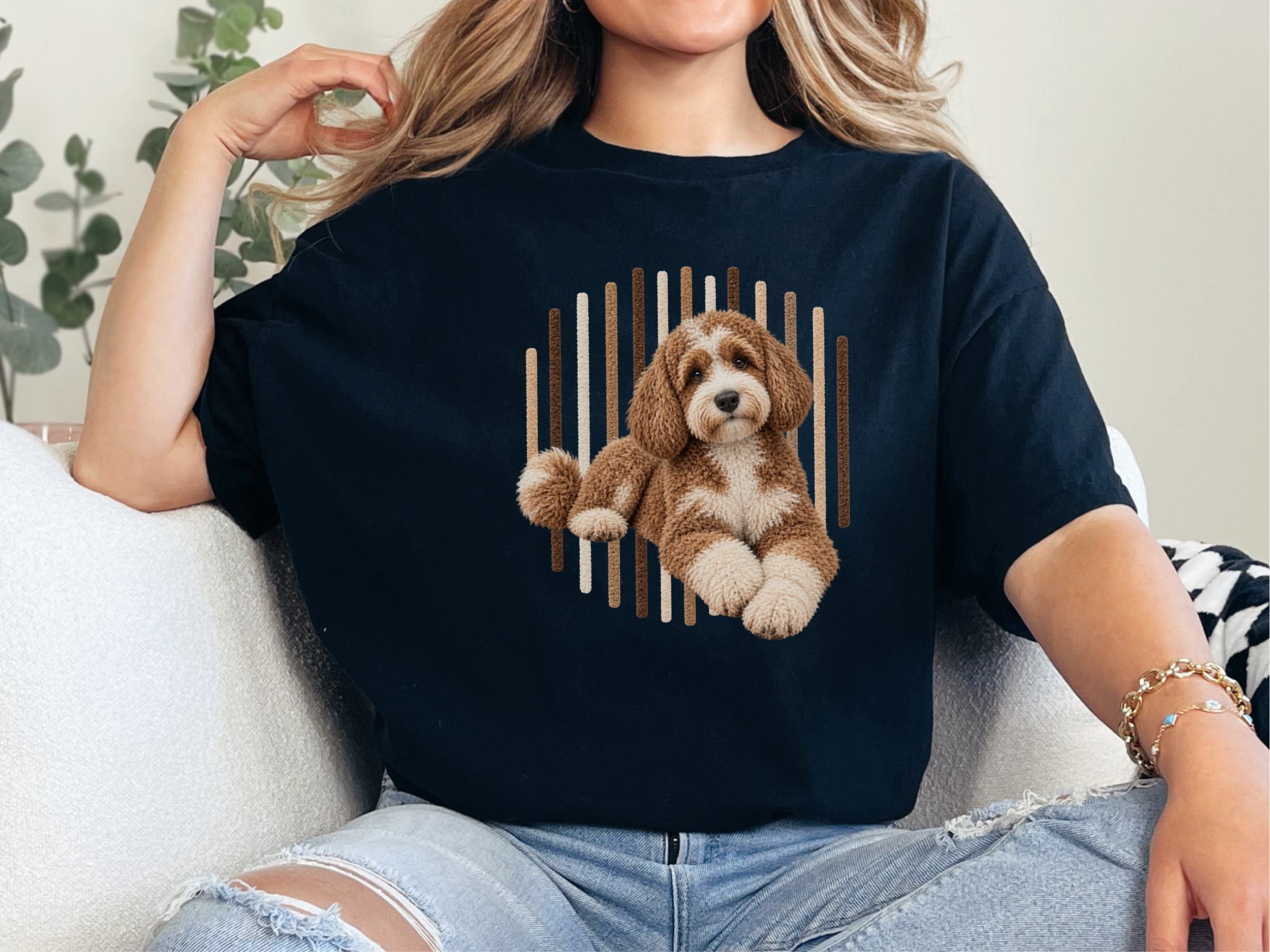 Cockapoo Dog Vertical Lines doodle dog shirt - photo 4