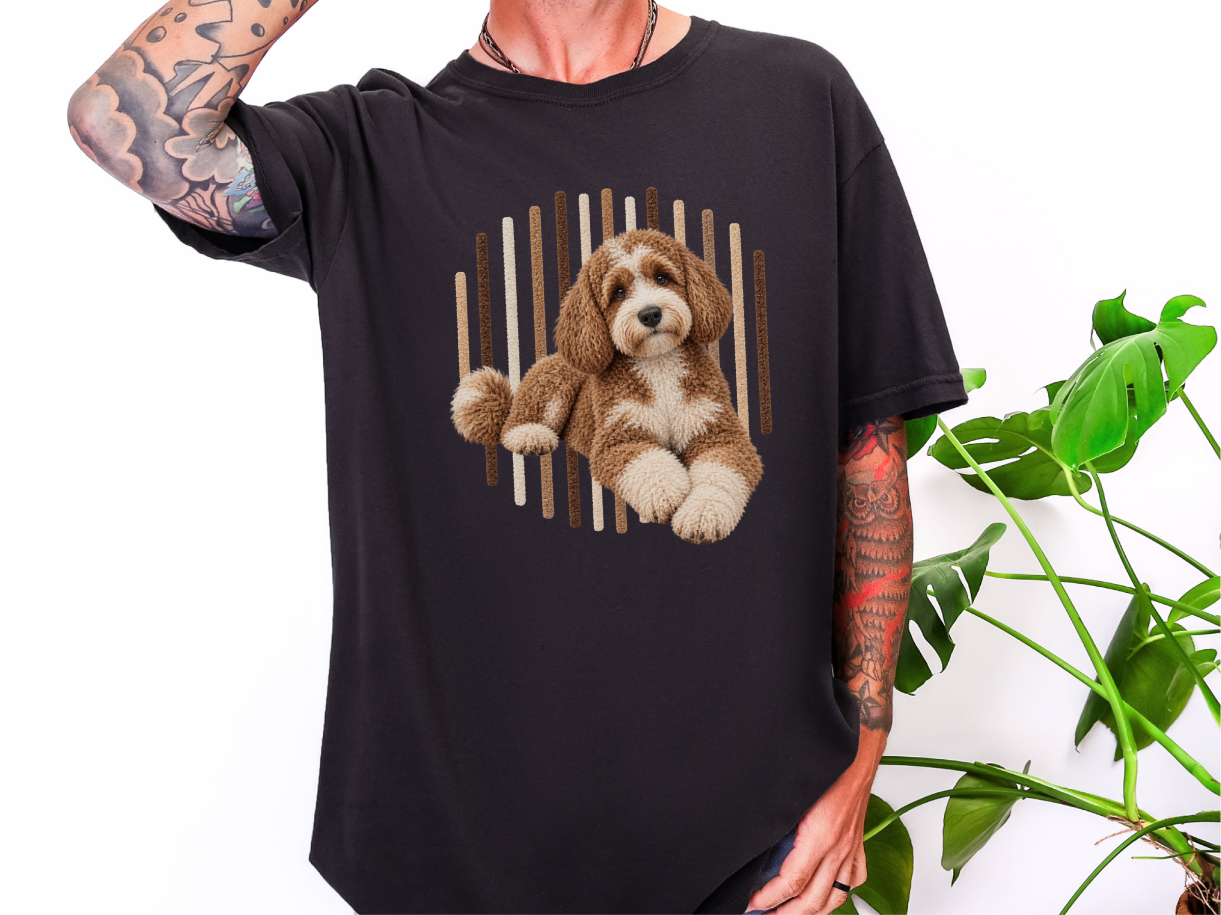 Cockapoo Dog Vertical Lines doodle dog shirt - photo 5