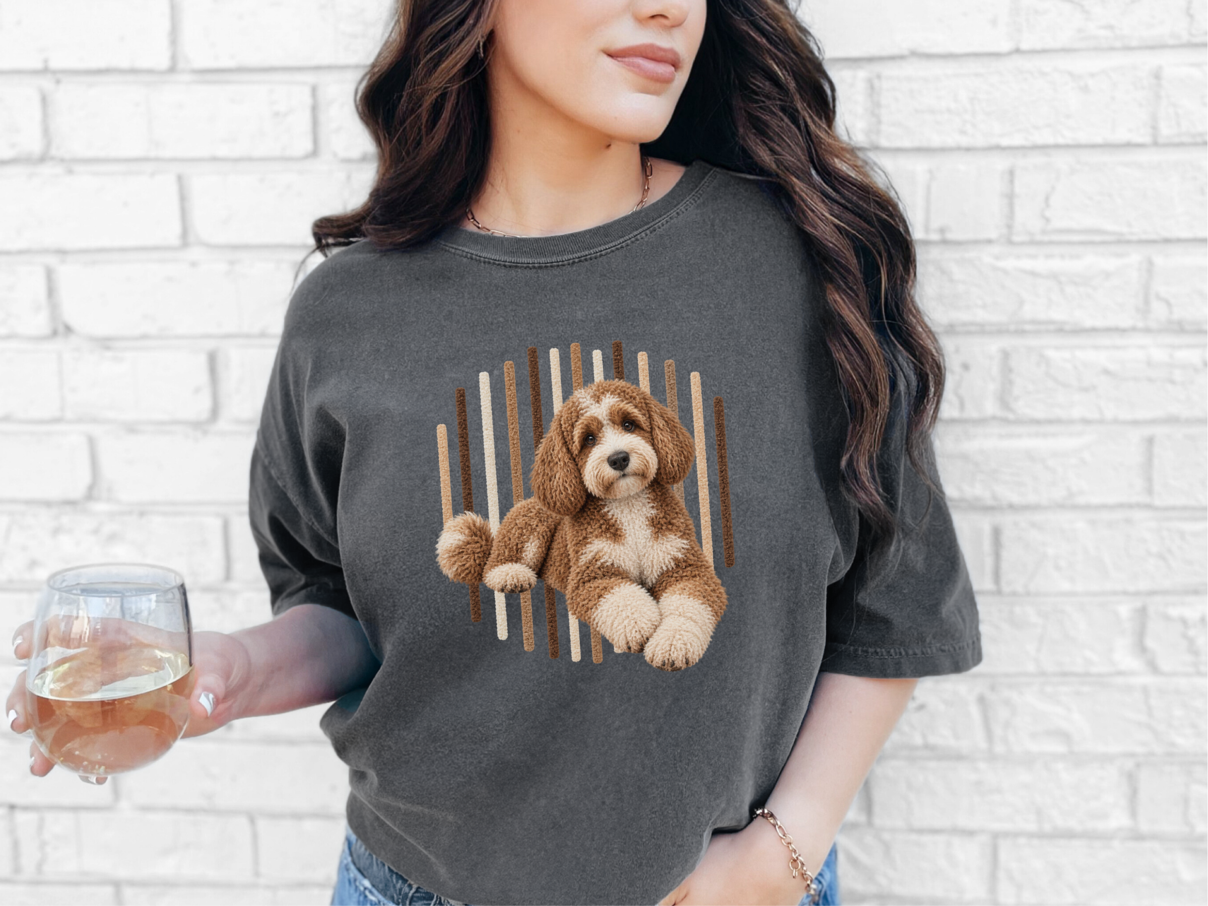 Cockapoo Dog Vertical Lines doodle dog shirt - photo 7