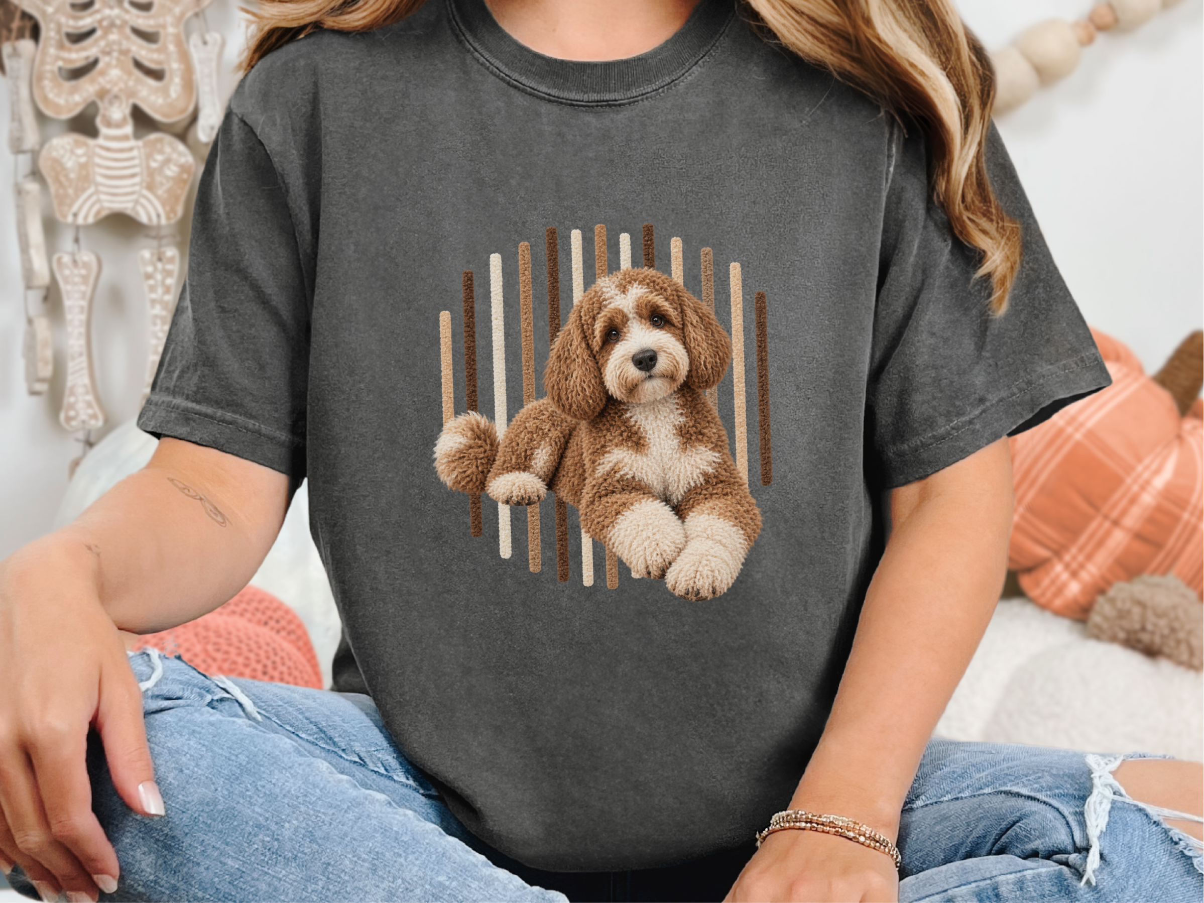 Cockapoo Dog Vertical Lines doodle dog shirt - photo 6