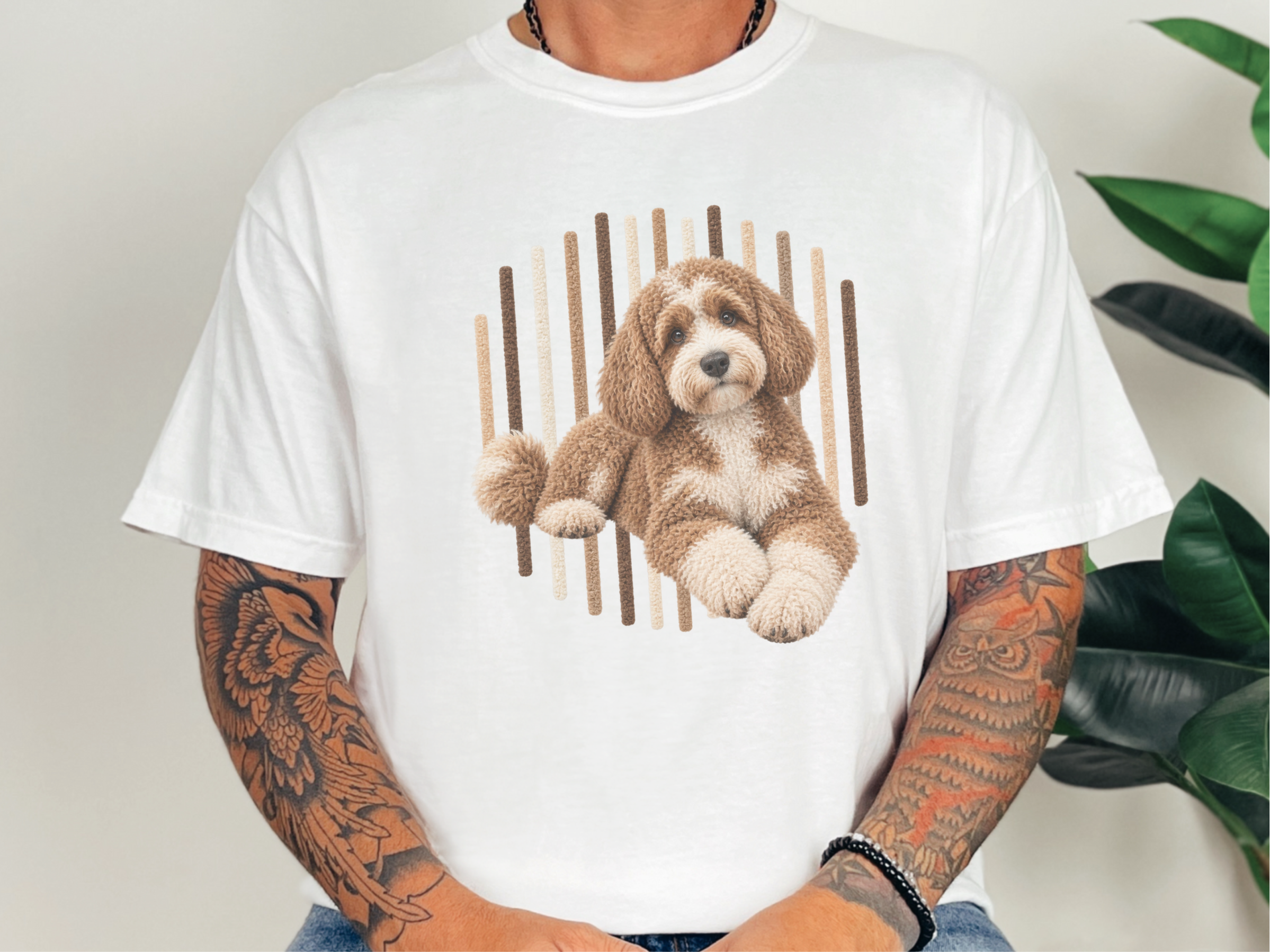 Cockapoo Dog Vertical Lines doodle dog shirt - photo 3