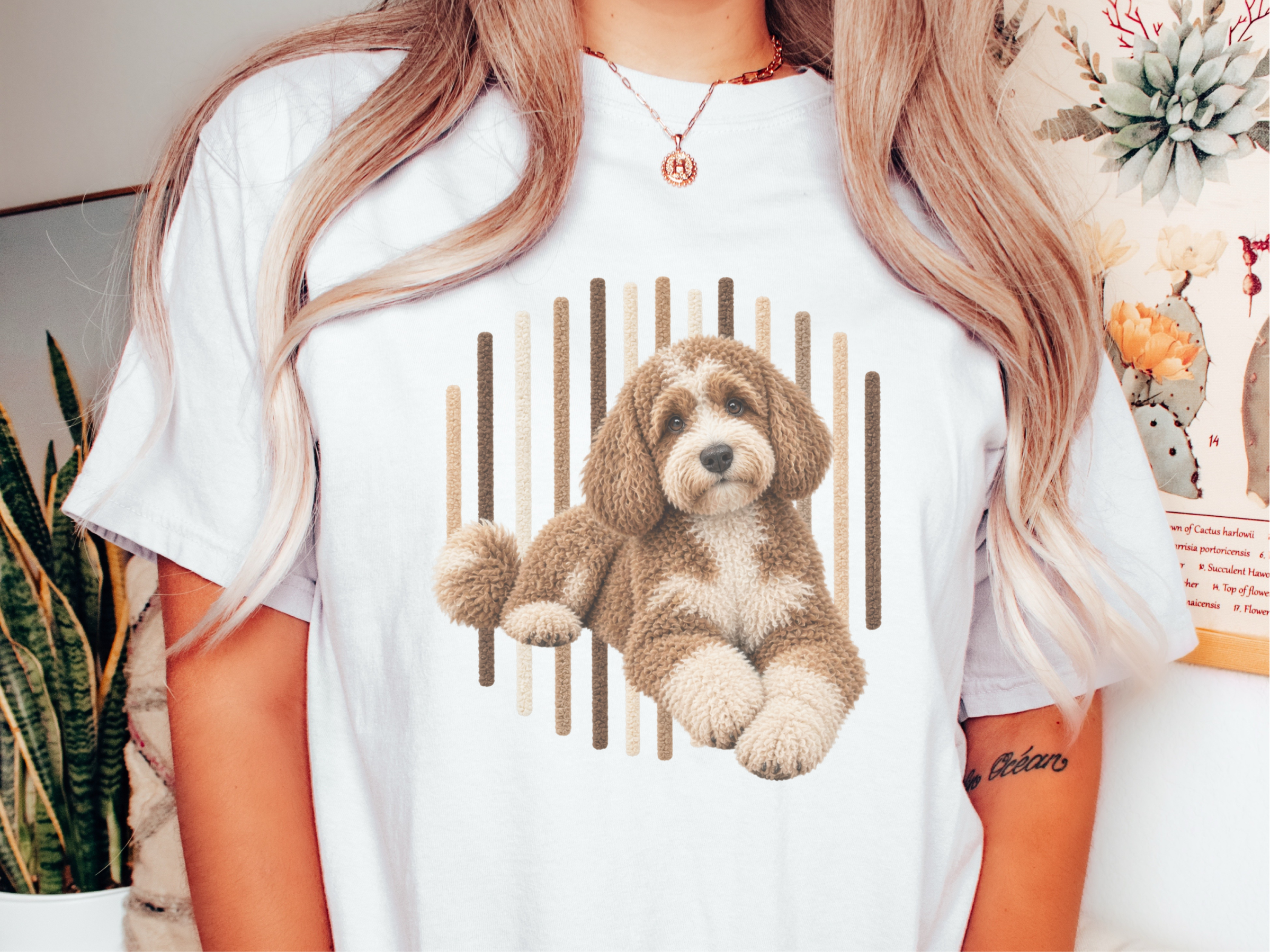 Cockapoo Dog Vertical Lines doodle dog shirt - photo 1