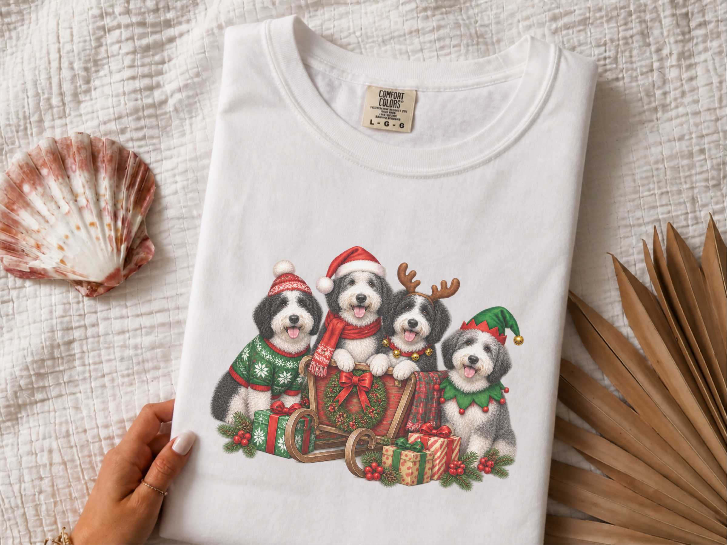Sheepadoodles In Christmas Sleigh