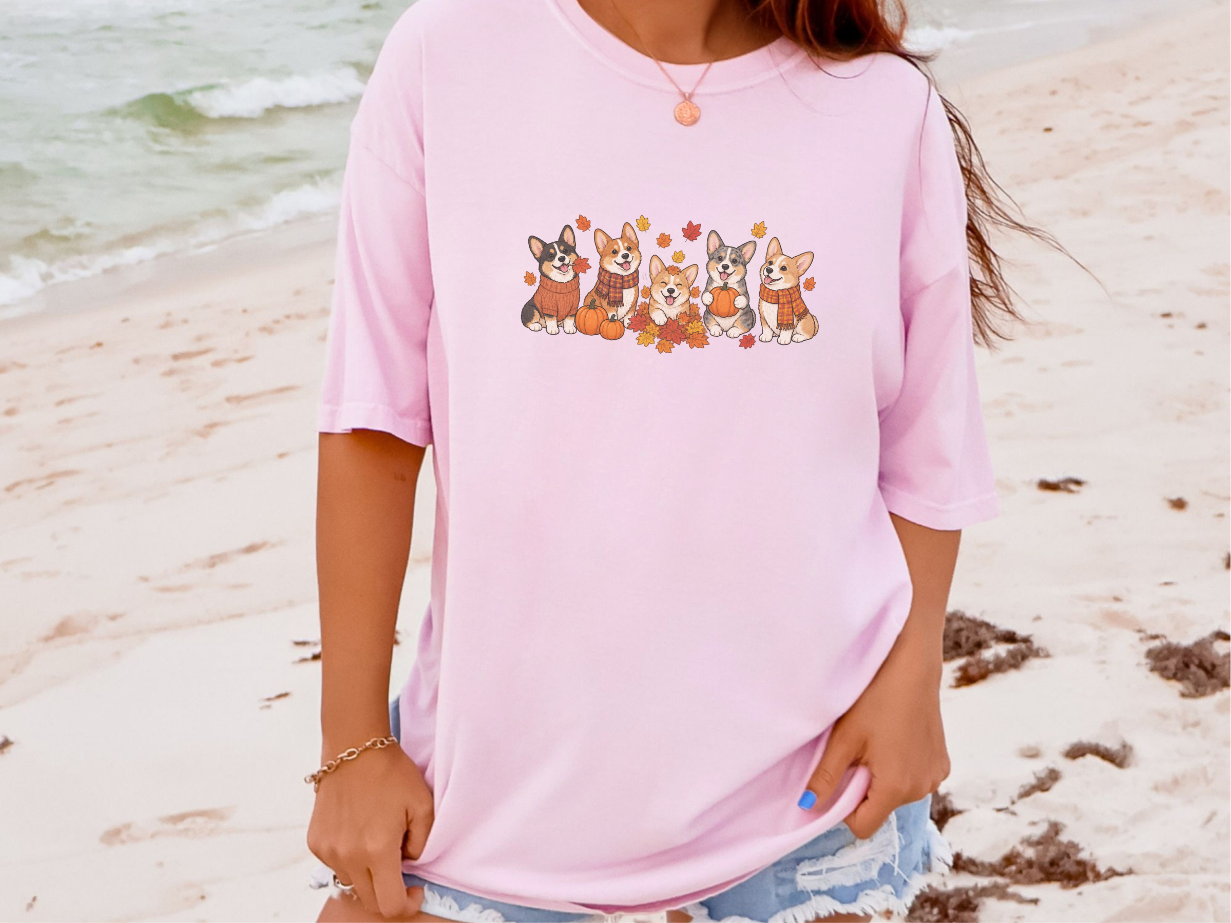 Fall Corgi Autumn Leaves Lineup doodle dog shirt - photo 7