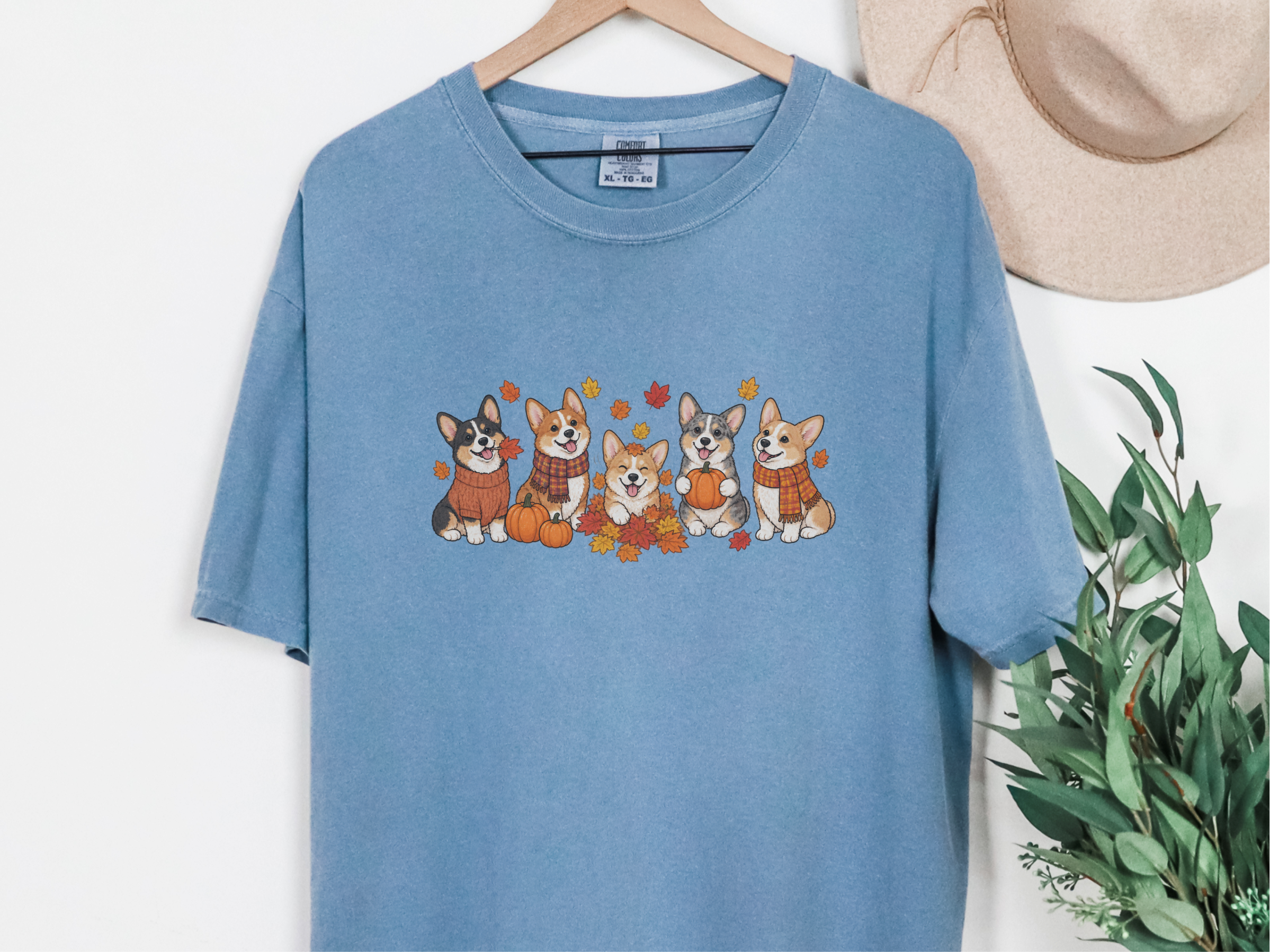 Fall Corgi Autumn Leaves Lineup doodle dog shirt - photo 8