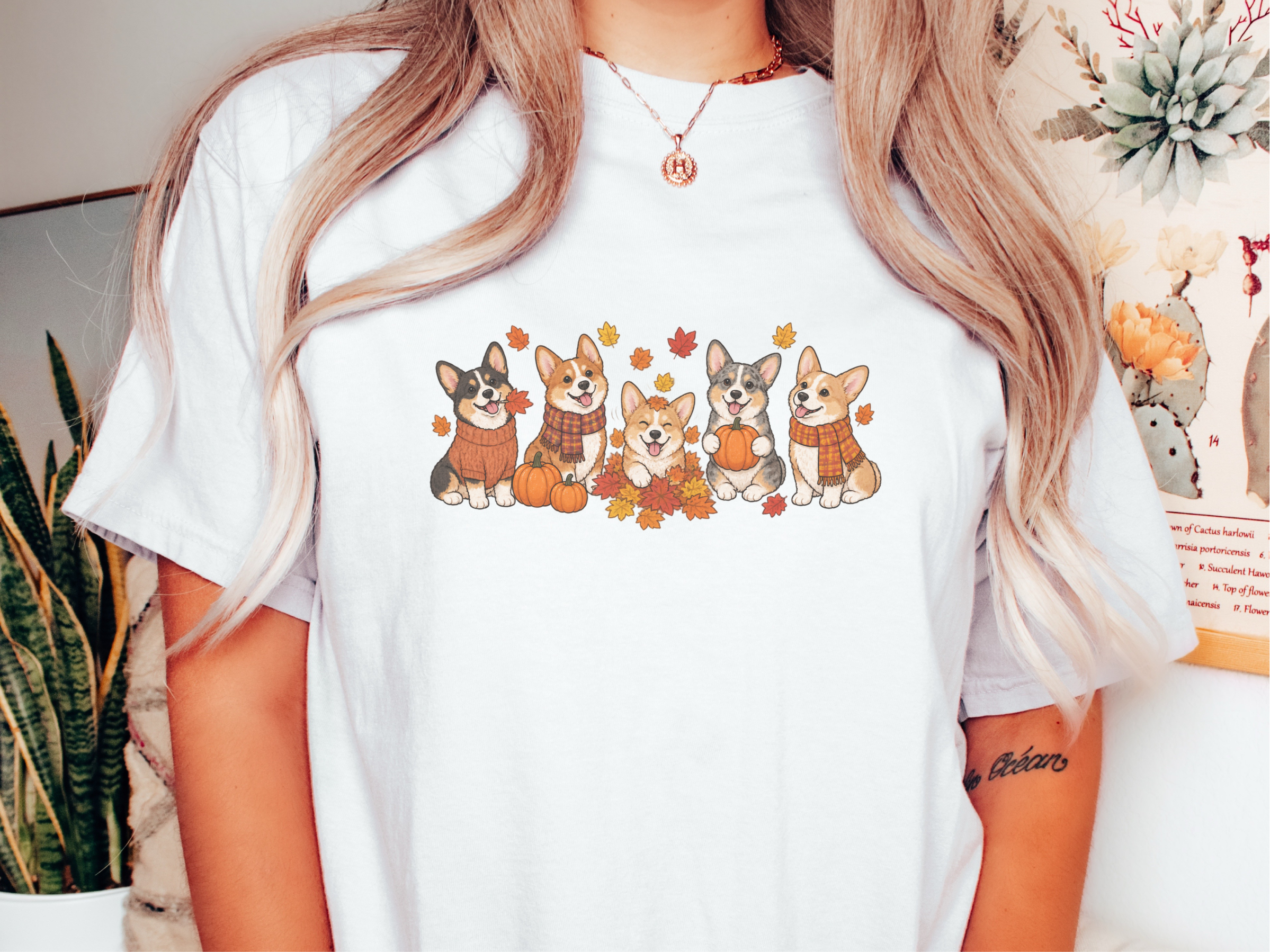 Fall Corgi Autumn Leaves Lineup doodle dog shirt - photo 1