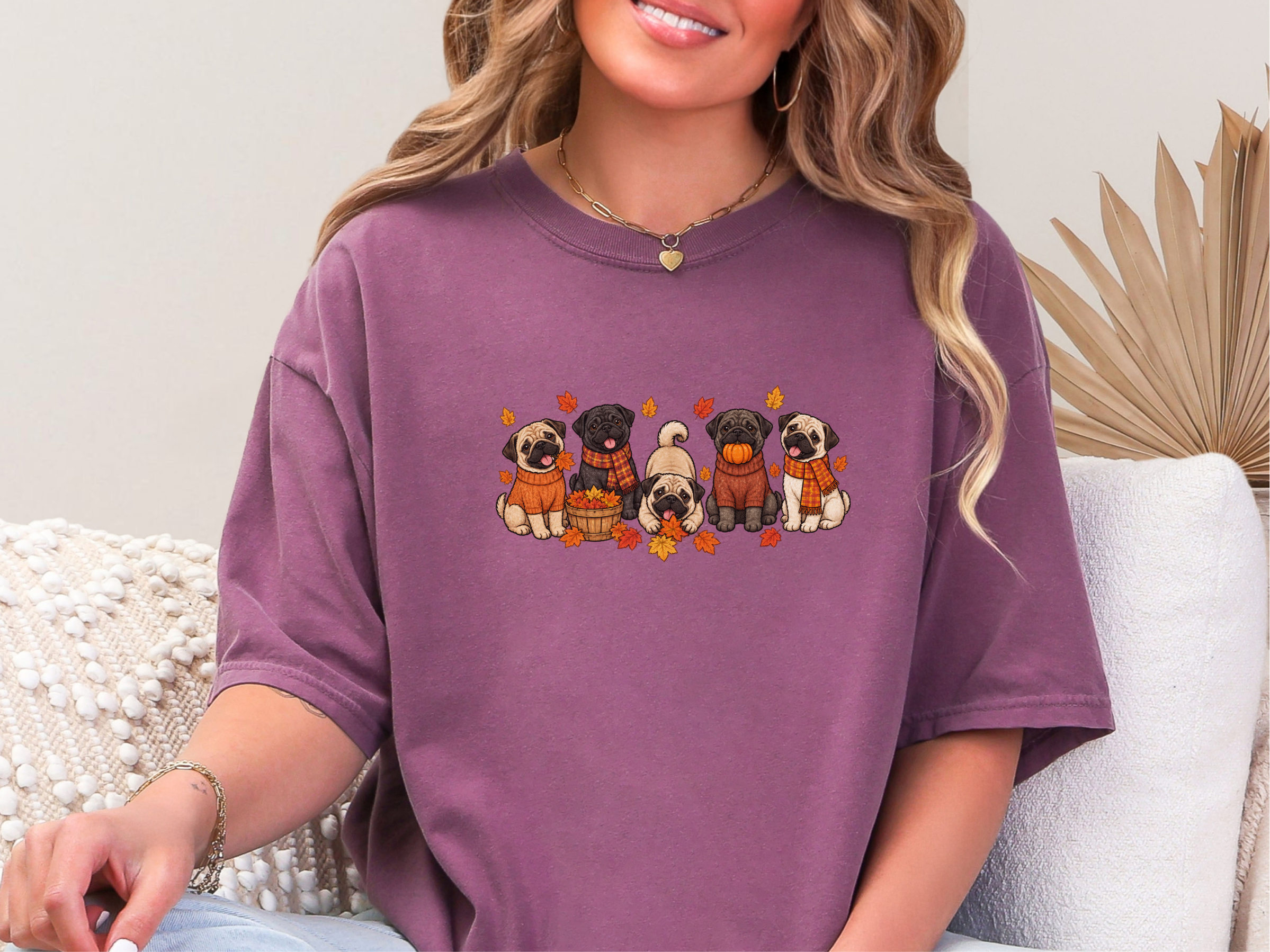Autumn Pugs Fall Activities doodle dog shirt - photo 6