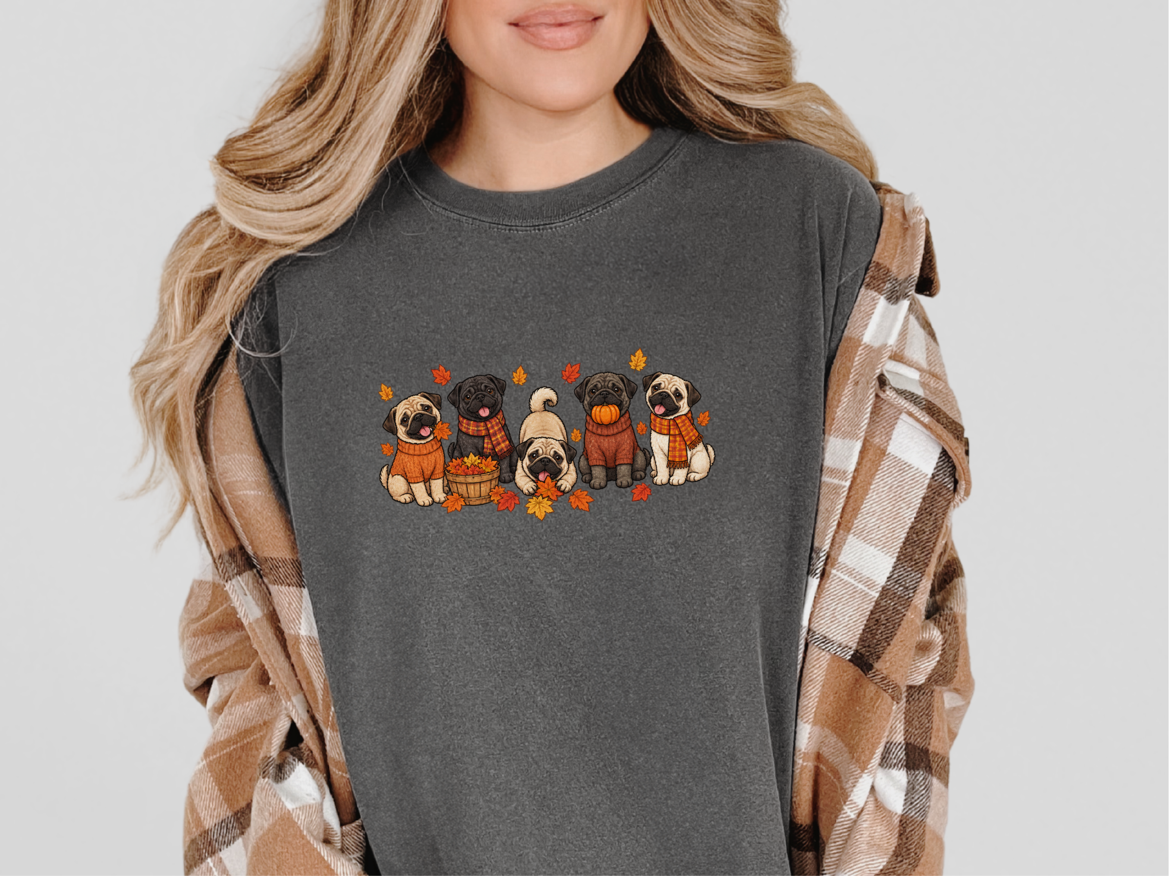 Autumn Pugs Fall Activities doodle dog shirt - photo 4