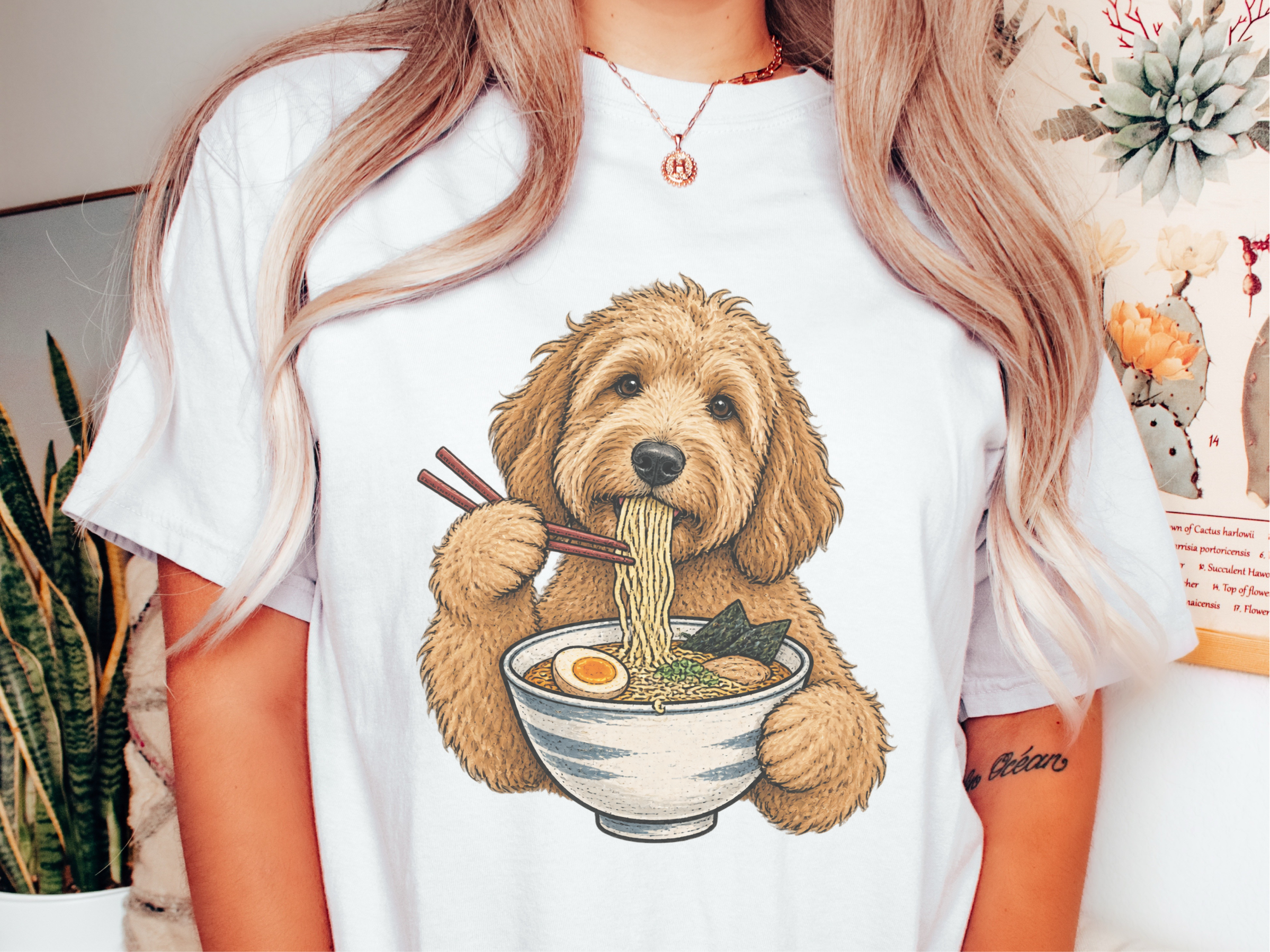 Goldendoodle Eating Ramen Noodles doodle dog shirt - photo 1