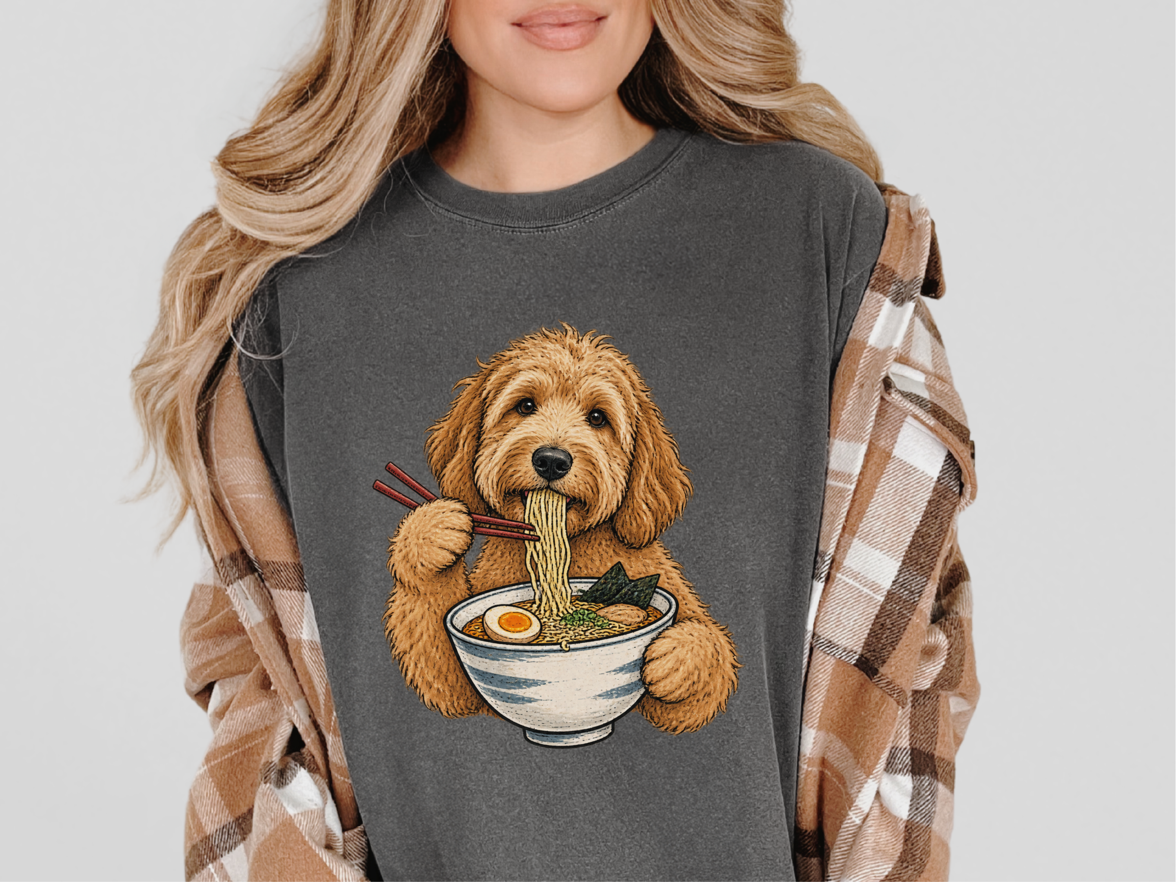 Goldendoodle Eating Ramen Noodles doodle dog shirt - photo 7