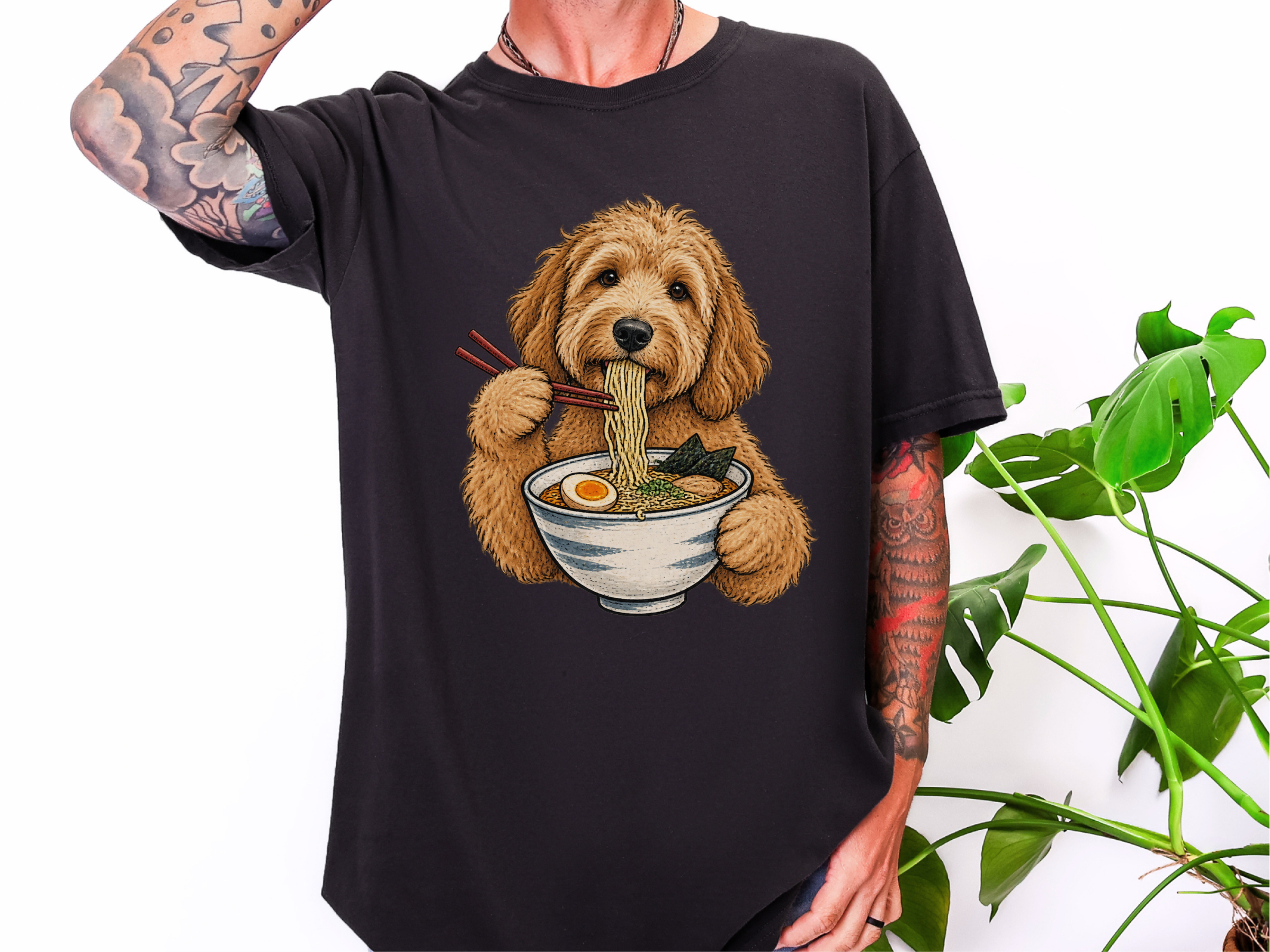 Goldendoodle Eating Ramen Noodles doodle dog shirt - photo 5
