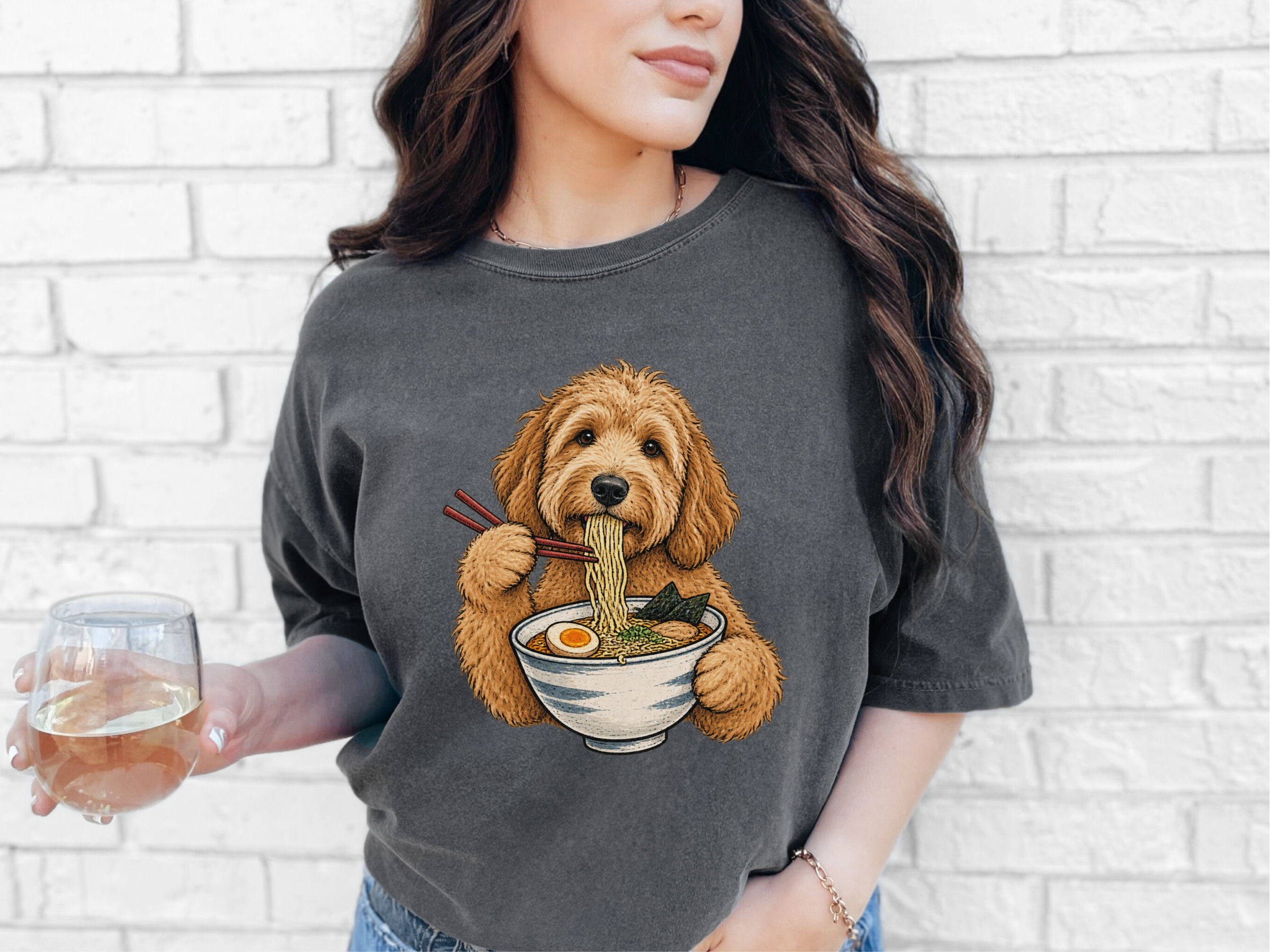 Goldendoodle Eating Ramen Noodles doodle dog shirt - photo 8