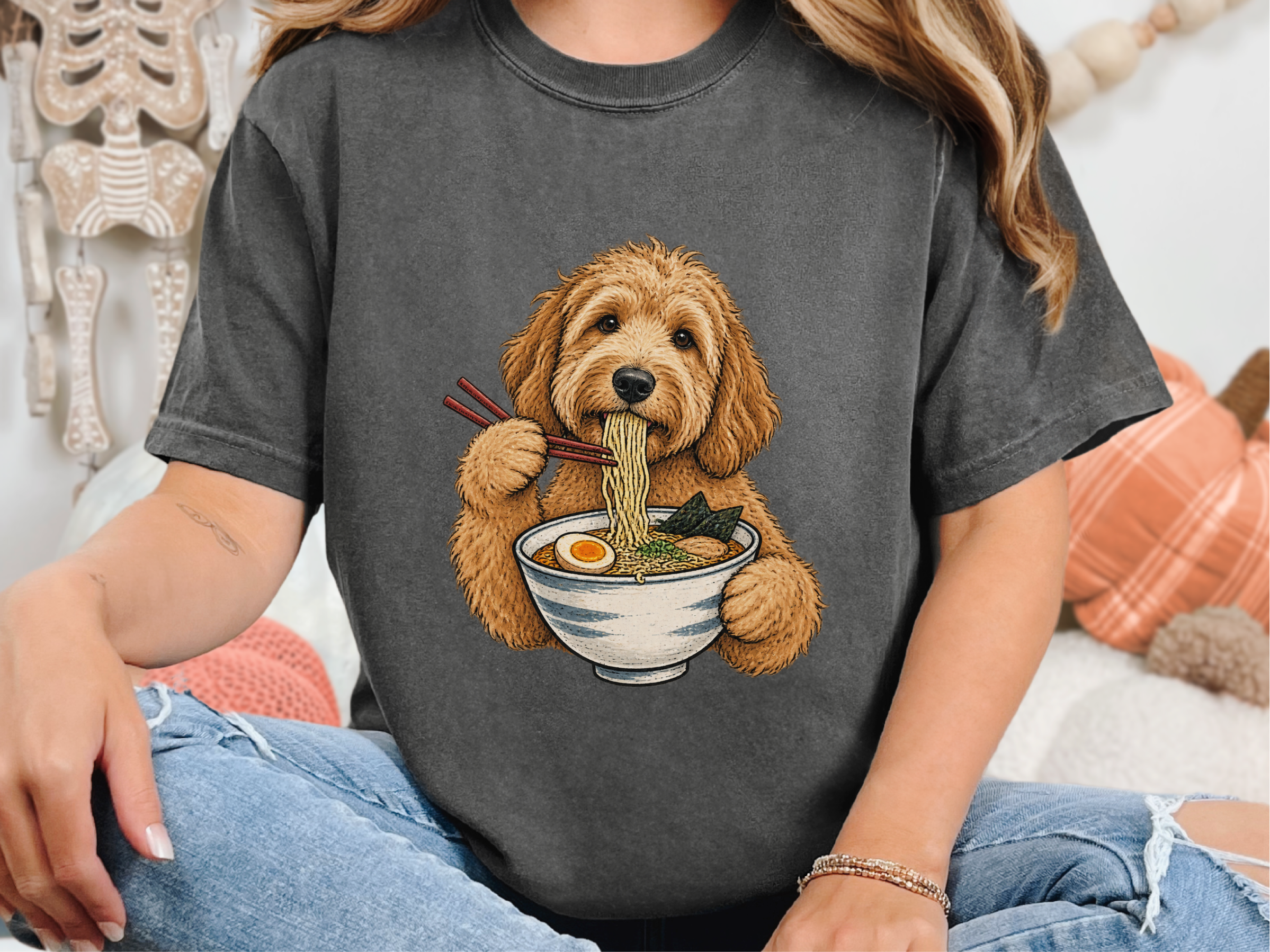 Goldendoodle Eating Ramen Noodles doodle dog shirt - photo 6