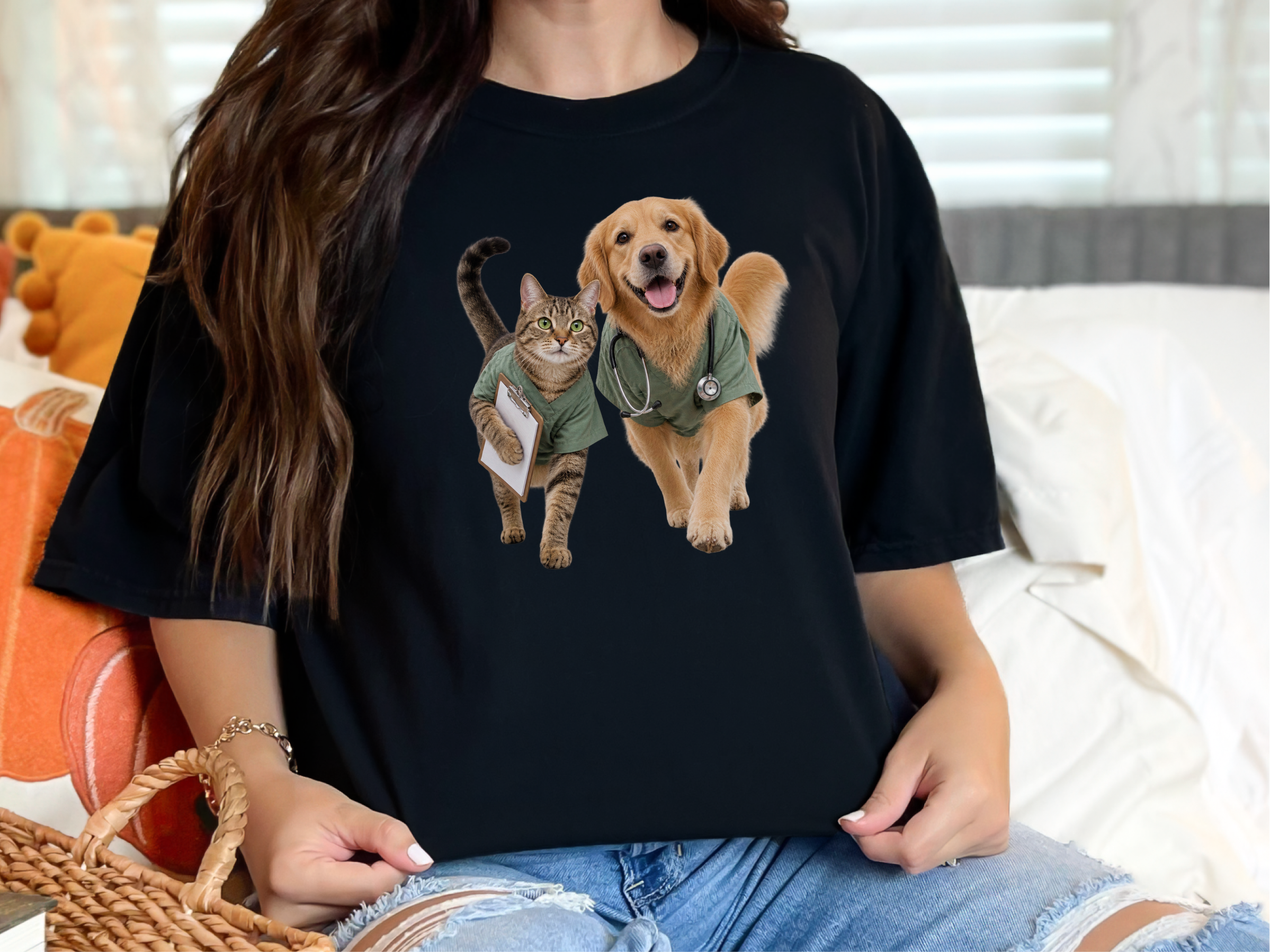 Golden Retriever And Tabby Cat Veterinarians funny shirt - photo 5