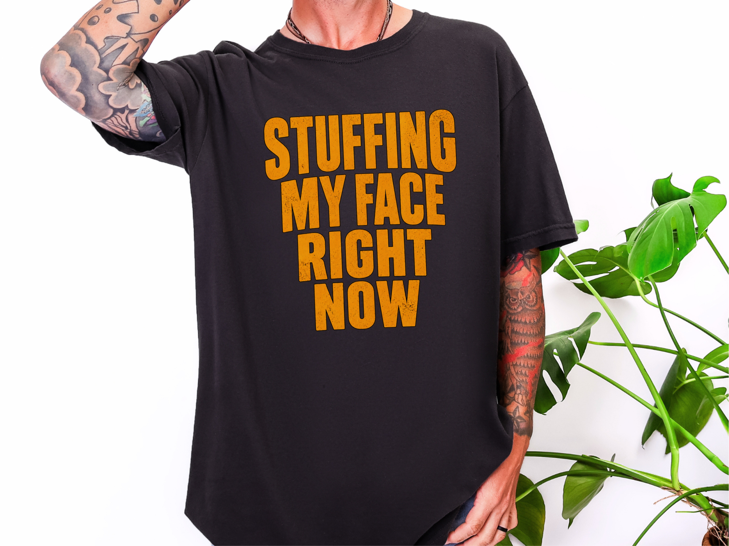 Stuffing My Face Brown Lettering funny shirt - photo 5