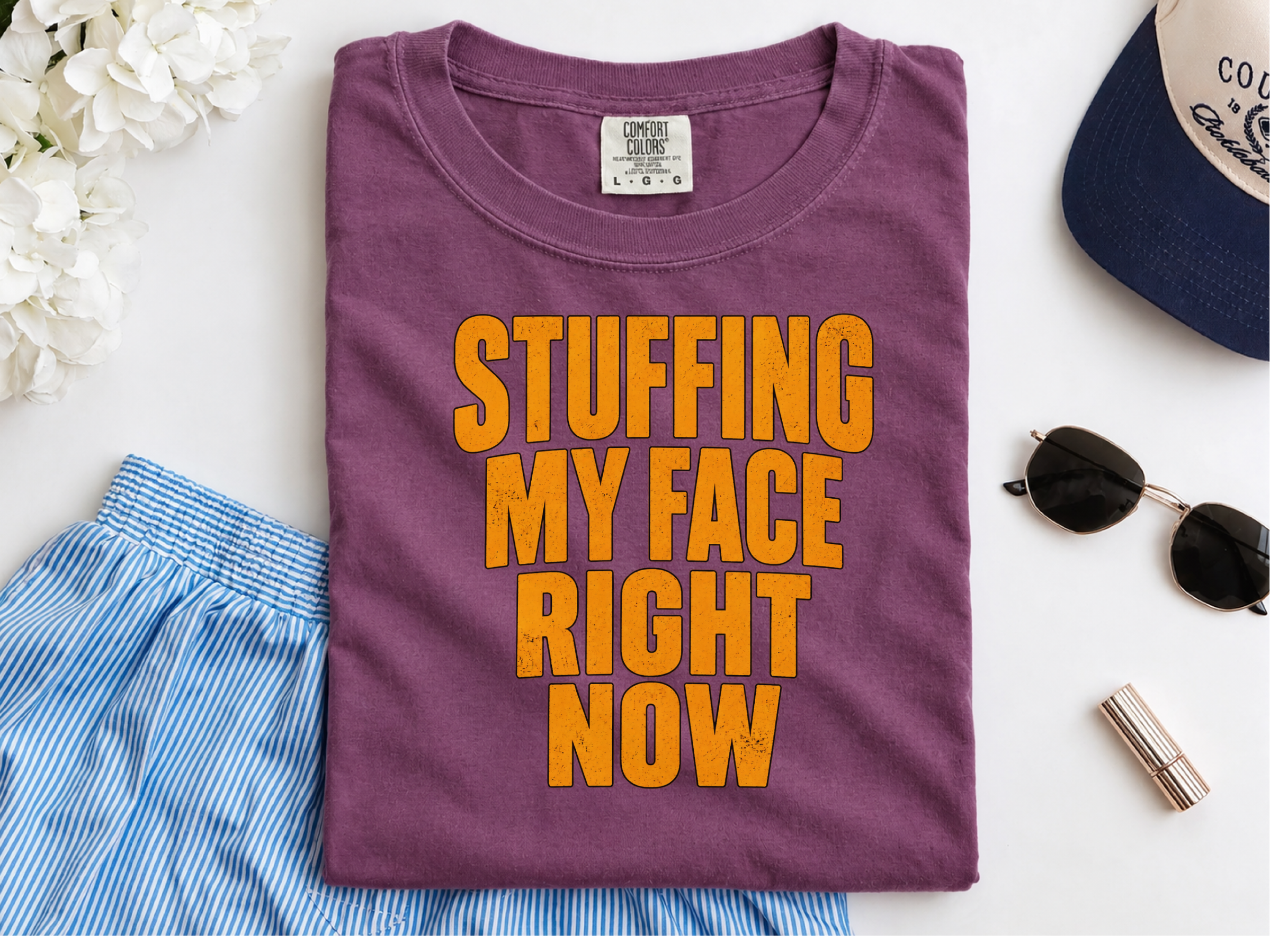Stuffing My Face Brown Lettering funny shirt - photo 6