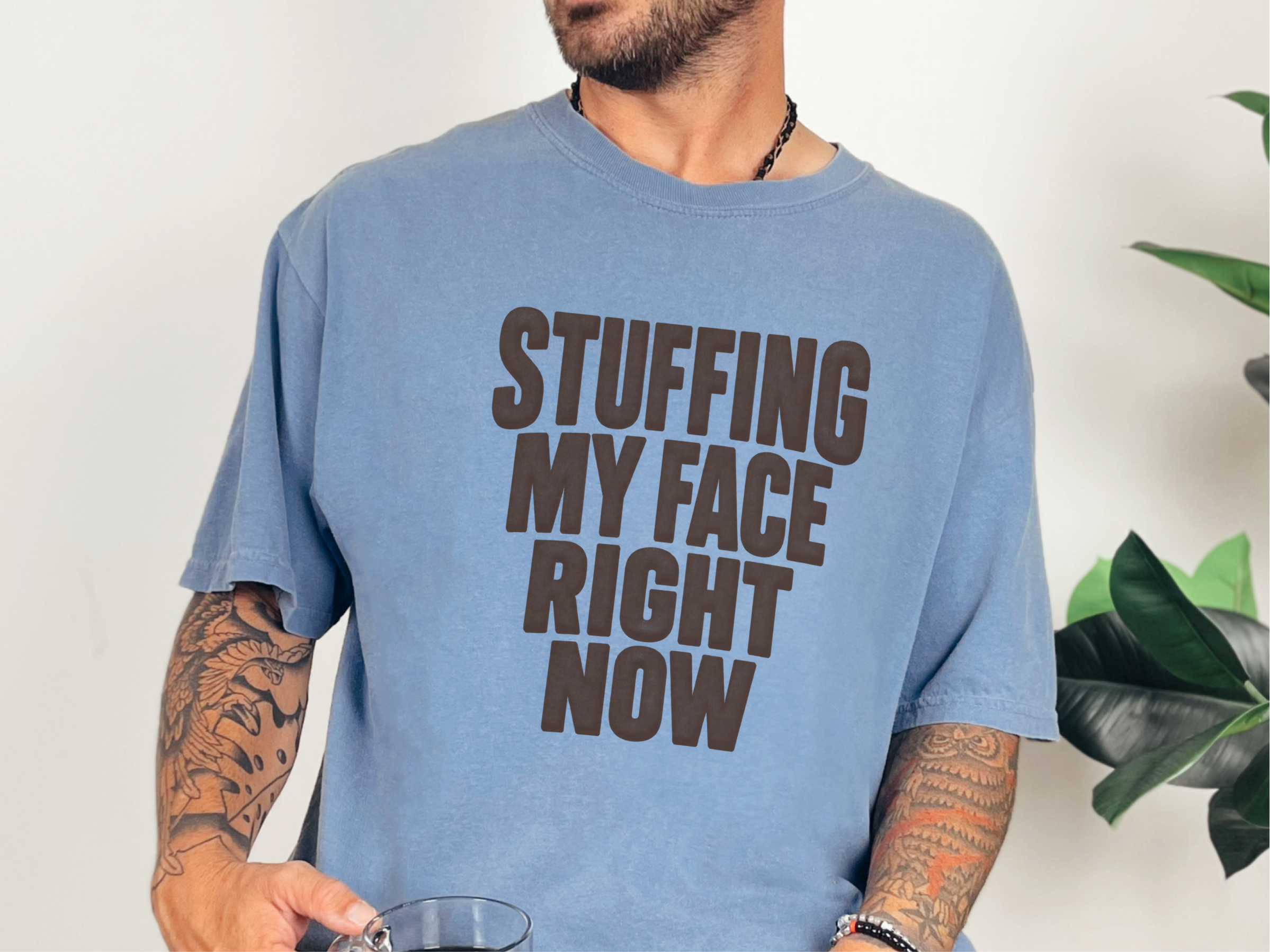 Stuffing My Face Brown Lettering funny shirt - photo 7