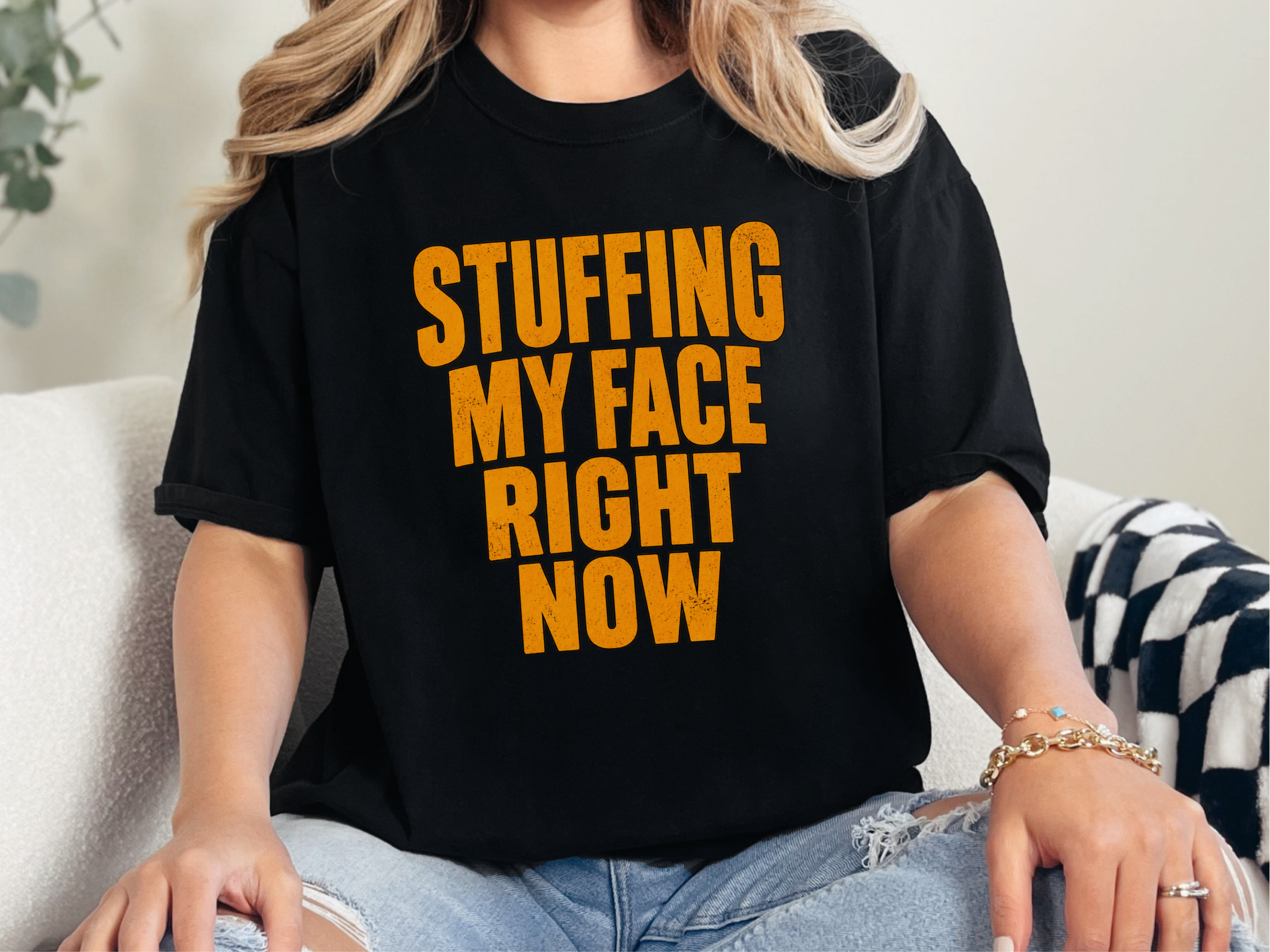 Stuffing My Face Brown Lettering funny shirt - photo 2