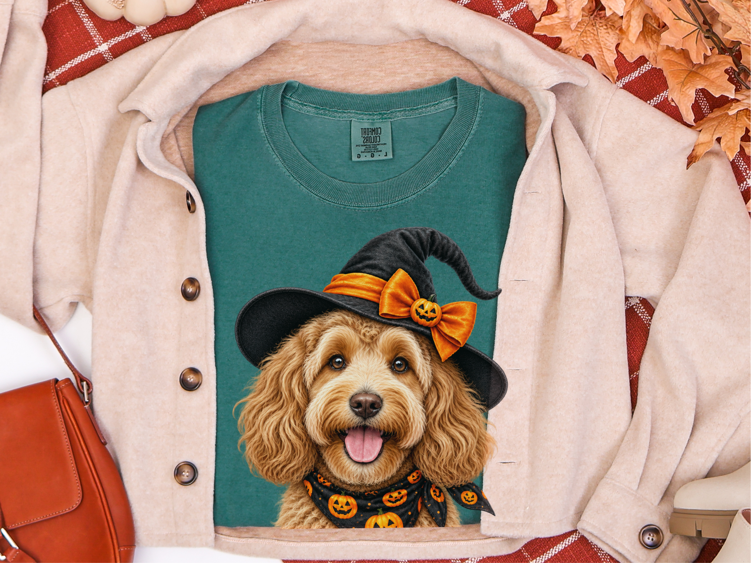 Cockapoo Halloween Witch Portrait doodle dog shirt - photo 8
