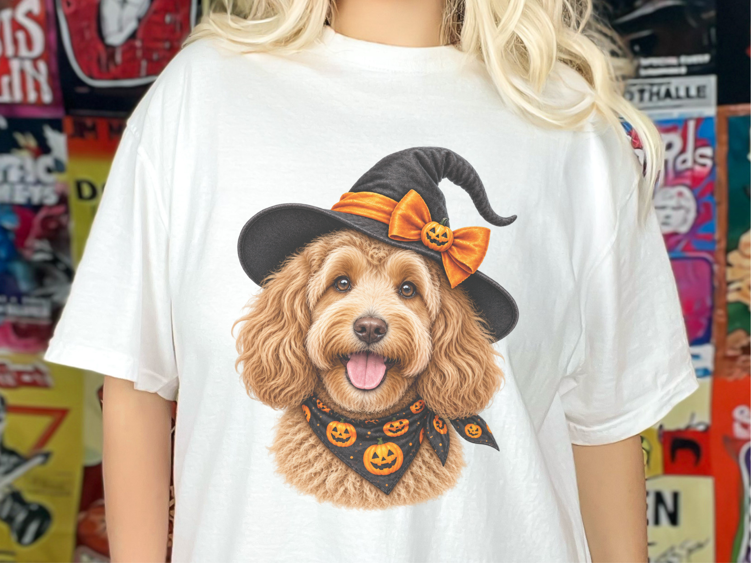 Cockapoo Halloween Witch Portrait doodle dog shirt - photo 1