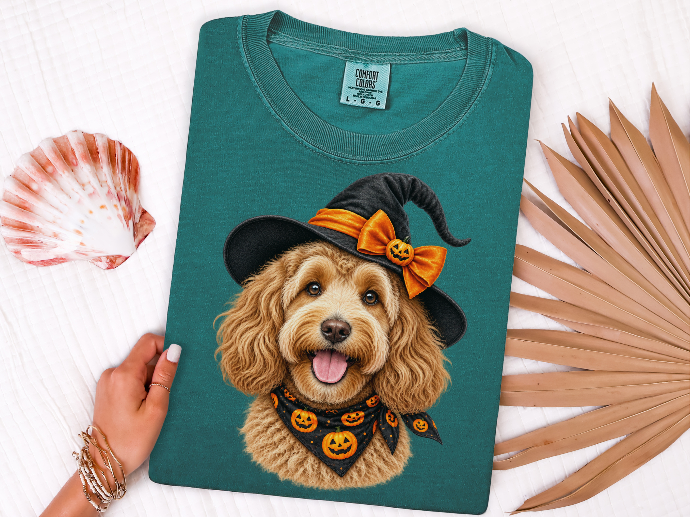 Cockapoo Halloween Witch Portrait doodle dog shirt - photo 7