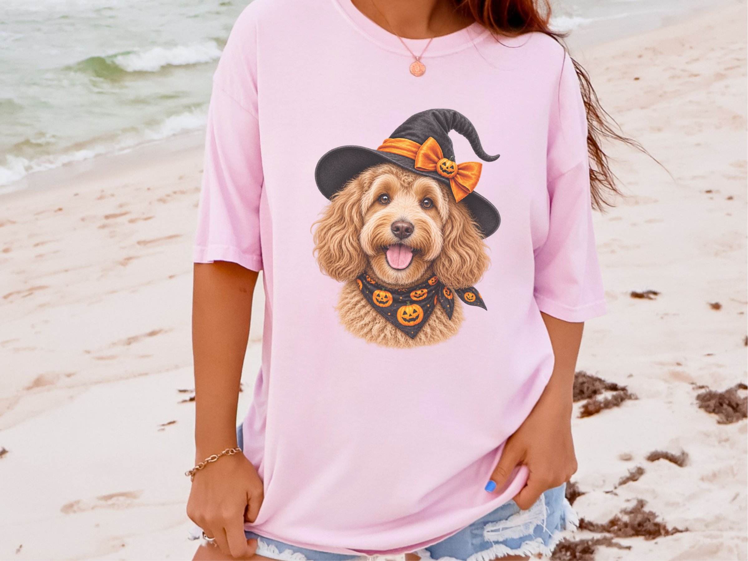 Cockapoo Halloween Witch Portrait doodle dog shirt - photo 4