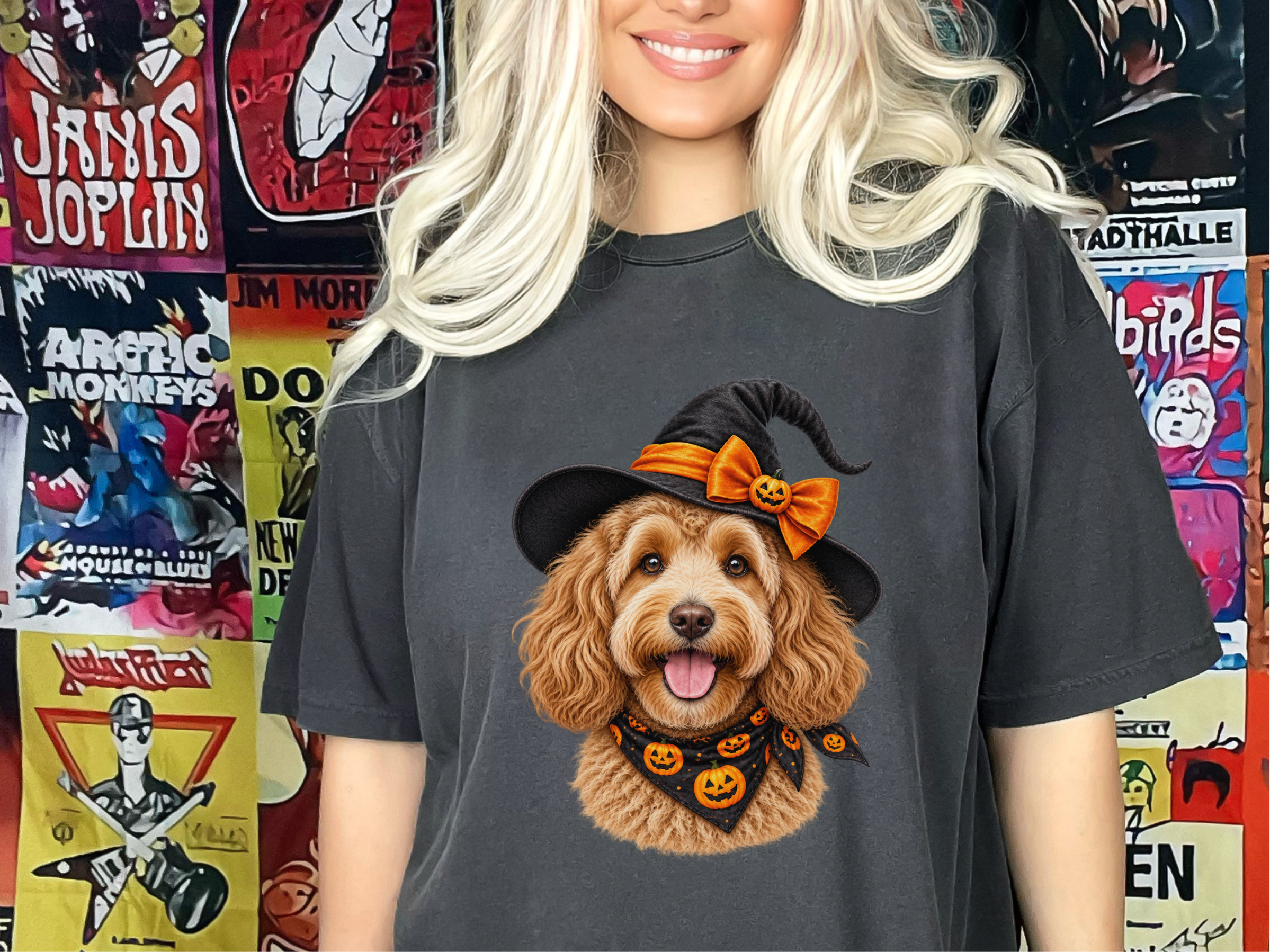 Cockapoo Halloween Witch Portrait doodle dog shirt - photo 3