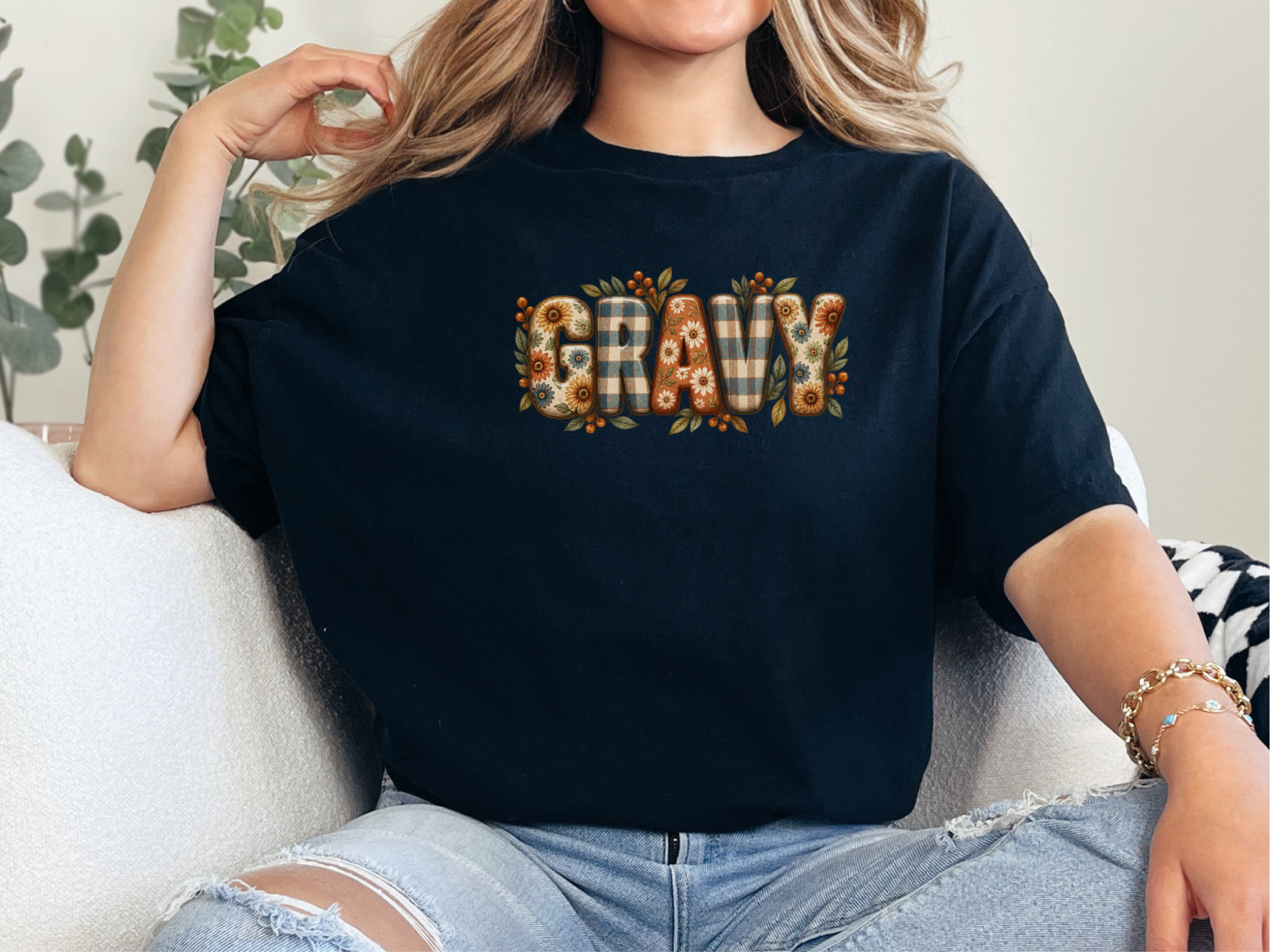 Floral Plaid Gravy Lettering funny shirt - photo 4