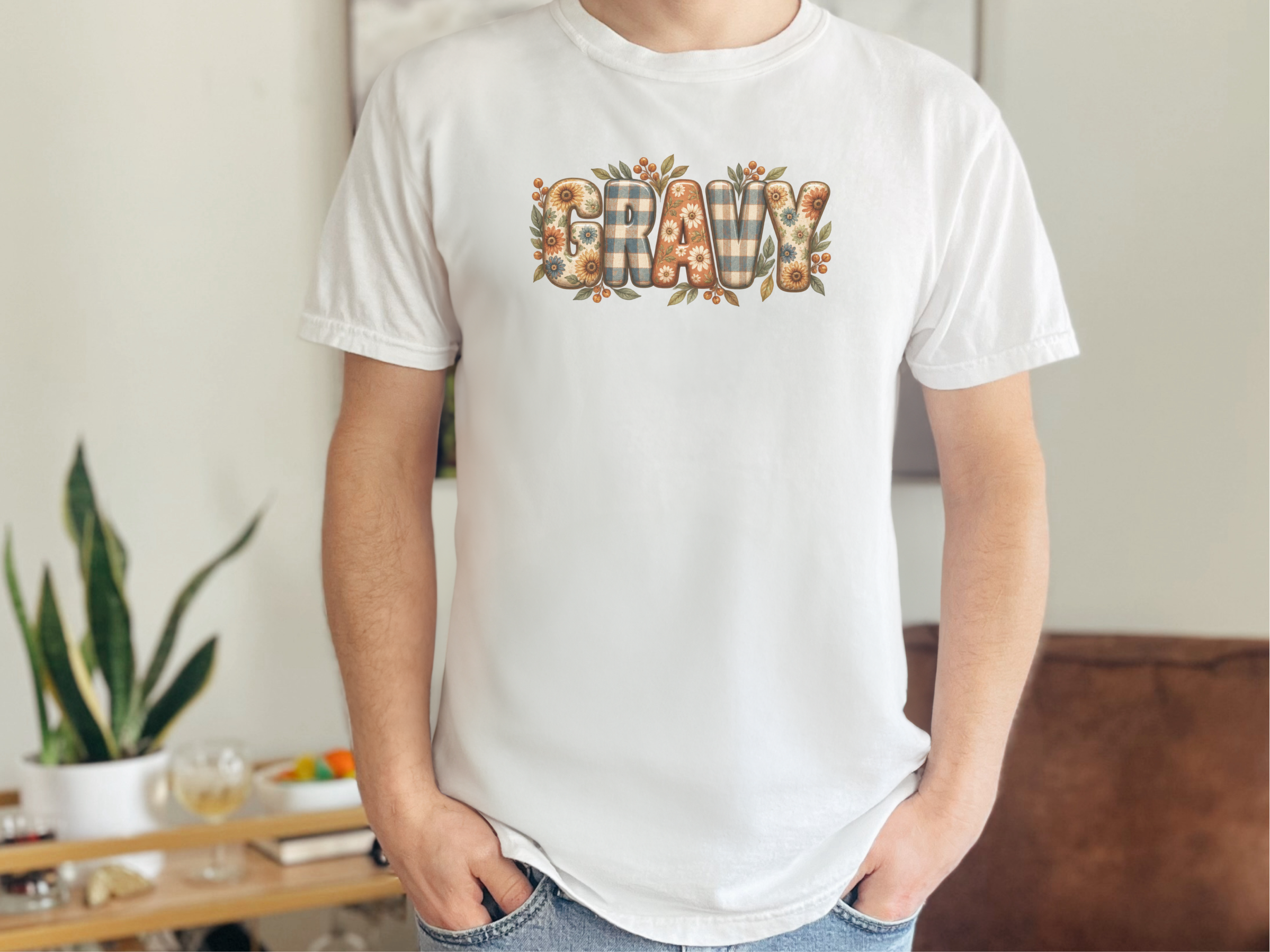 Floral Plaid Gravy Lettering funny shirt - photo 2