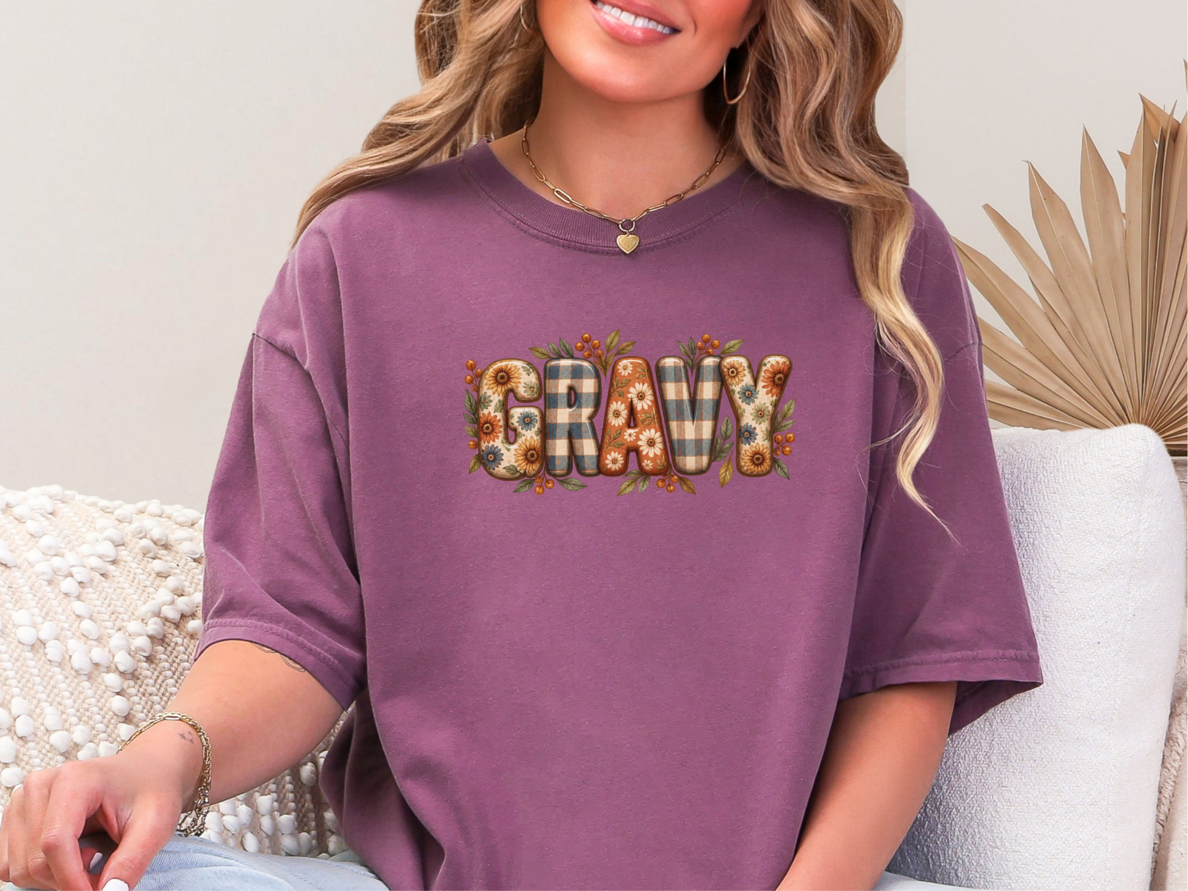 Floral Plaid Gravy Lettering funny shirt - photo 7