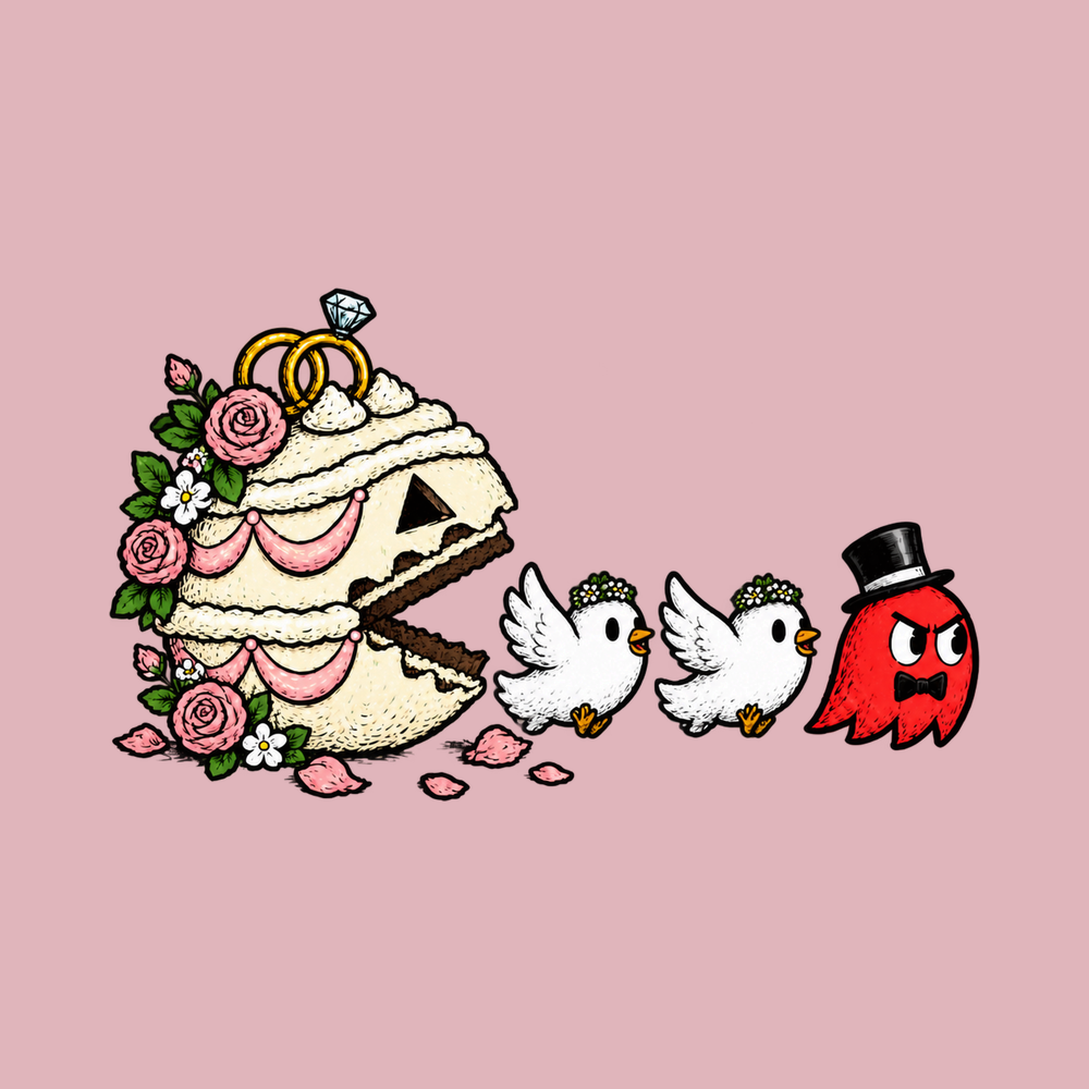 Wedding Cake Doves Arcade Gamer Wedding Shirt Retro Gaming Tee