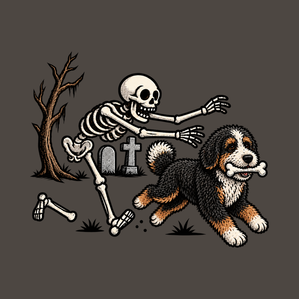 Bernedoodle Skeleton Bone Thief Heavyweight Pigment-Dyed Shirt