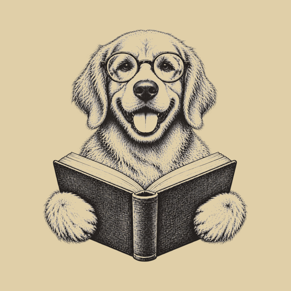 Golden Retriever Reading Book Tee Vintage Bookish Dog Lover Gift