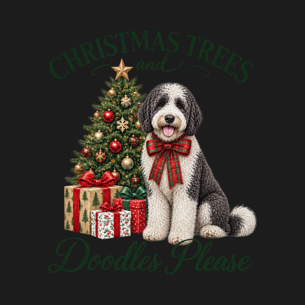 Christmas Sheepadoodle And Tree Shirt - Sheepadoodle Owner Gift