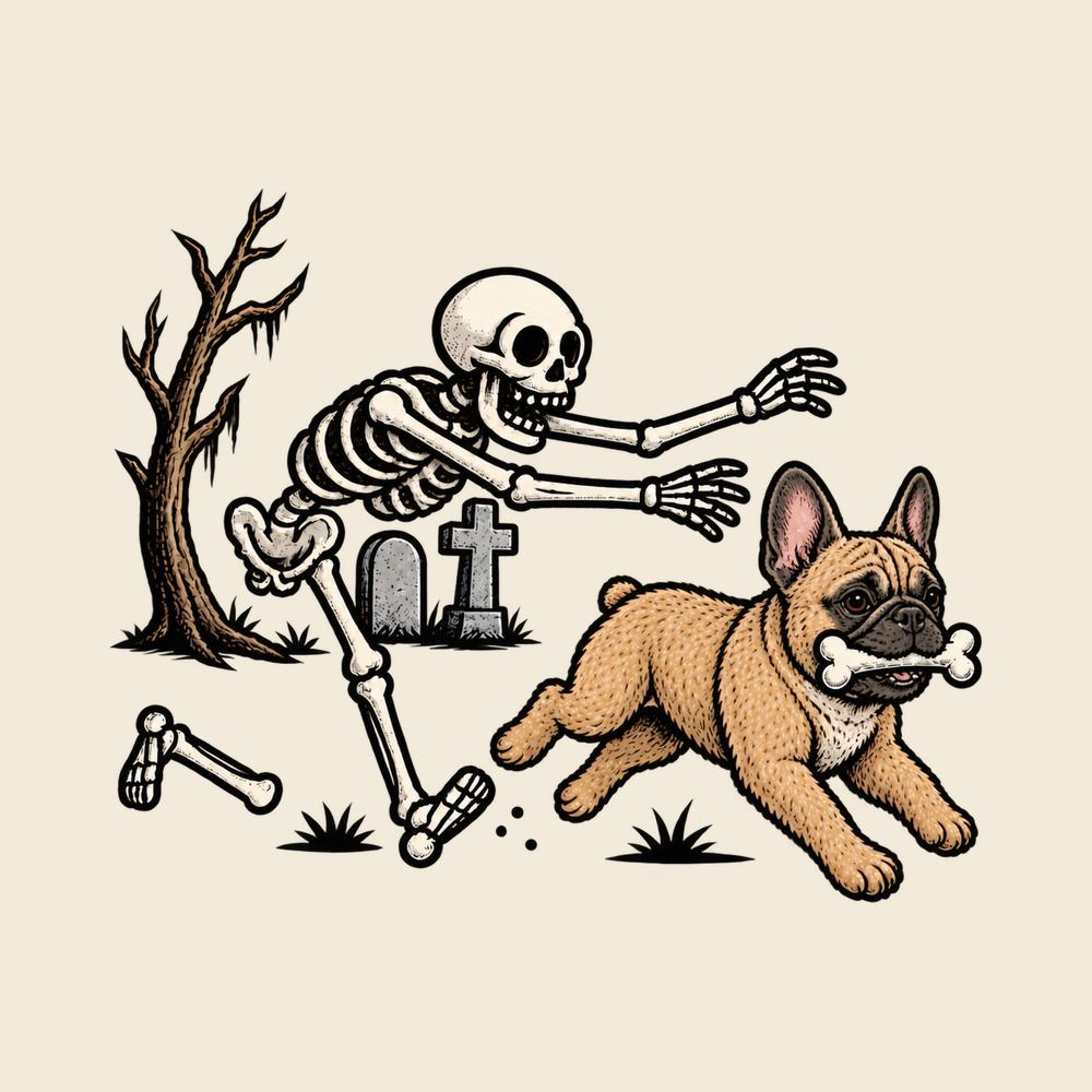 Skeleton Chasing French Bulldog Vintage Halloween Shirt