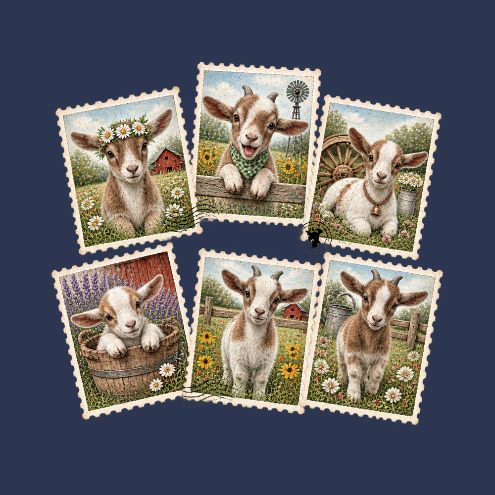 Vintage Stamp Goat Collage Shirt Goat Farmer Animal Lover Gift