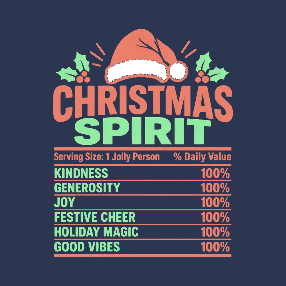 Christmas Spirit Nutrition Label Shirt Funny Holiday Party Tee