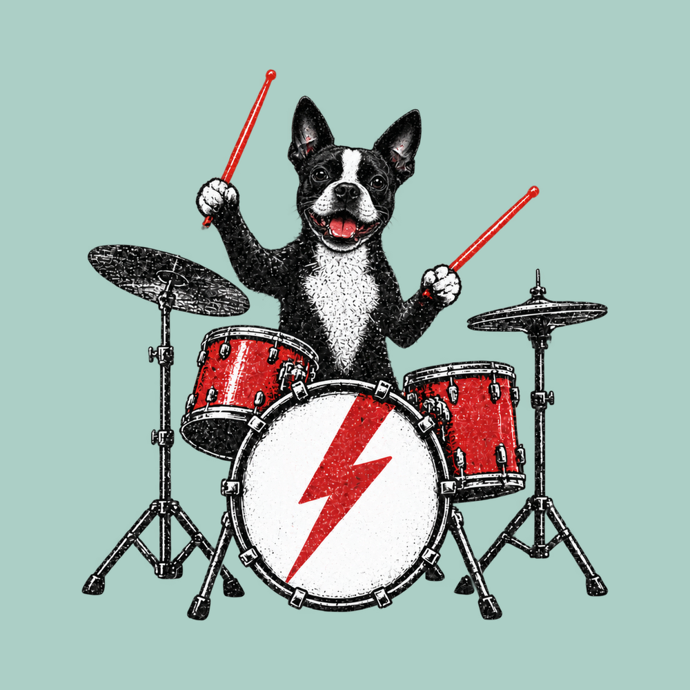Boston Terrier Drummer Rock Star Shirt Rock Dog Tee Music Lover Gift