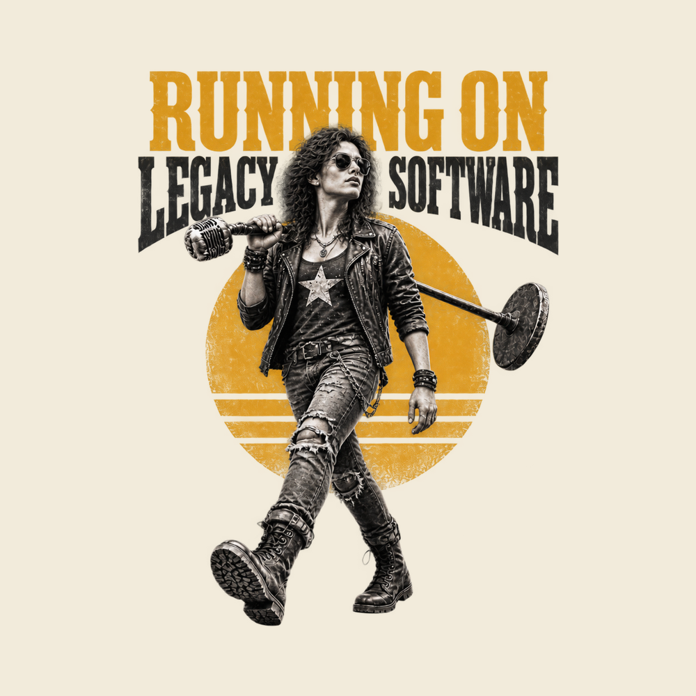 Rocker Woman Legacy Software T-Shirt Vintage Wash IT Coder Tee