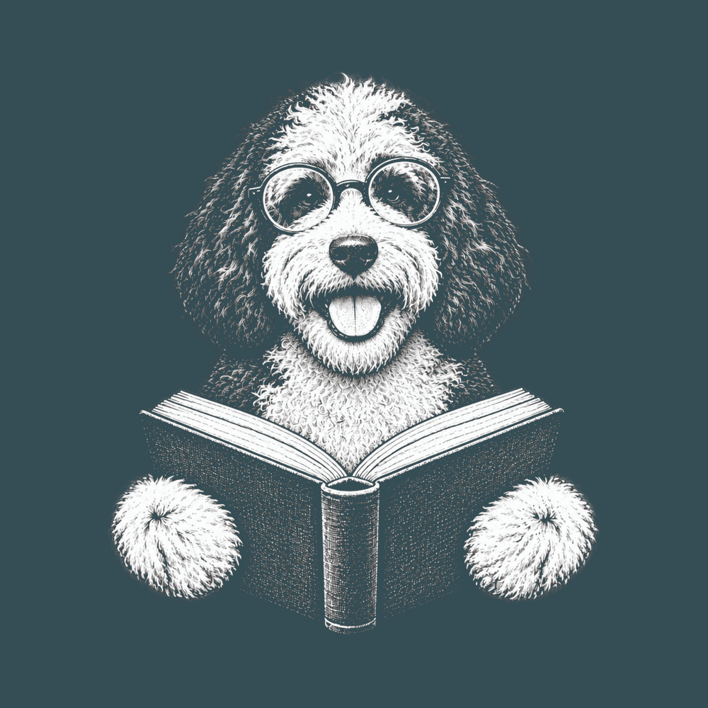 Sheepadoodle Reading A Book Vintage Library Shirt